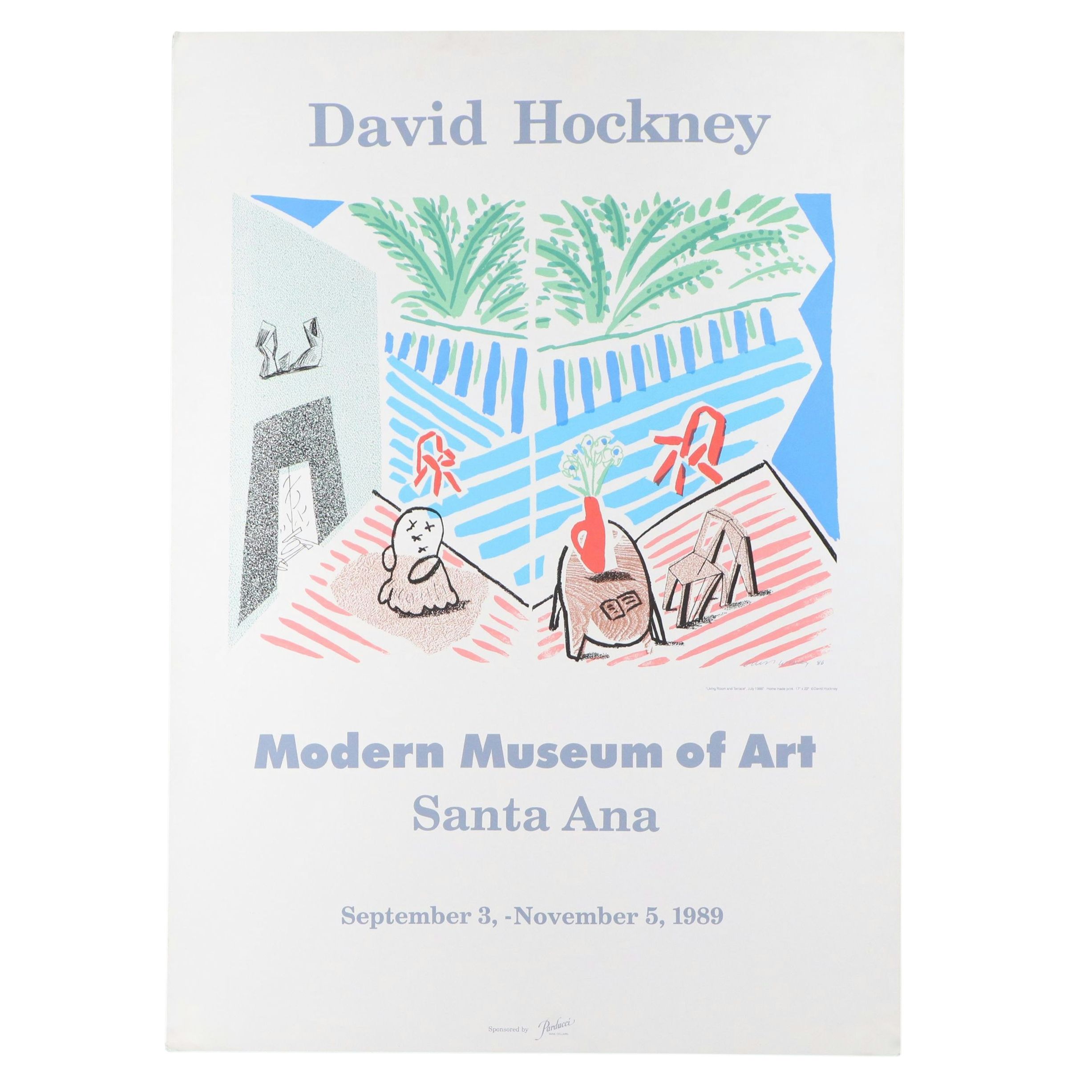 Modern Museum of Art David Hockney Exhibition Serigraph Poster, 1989