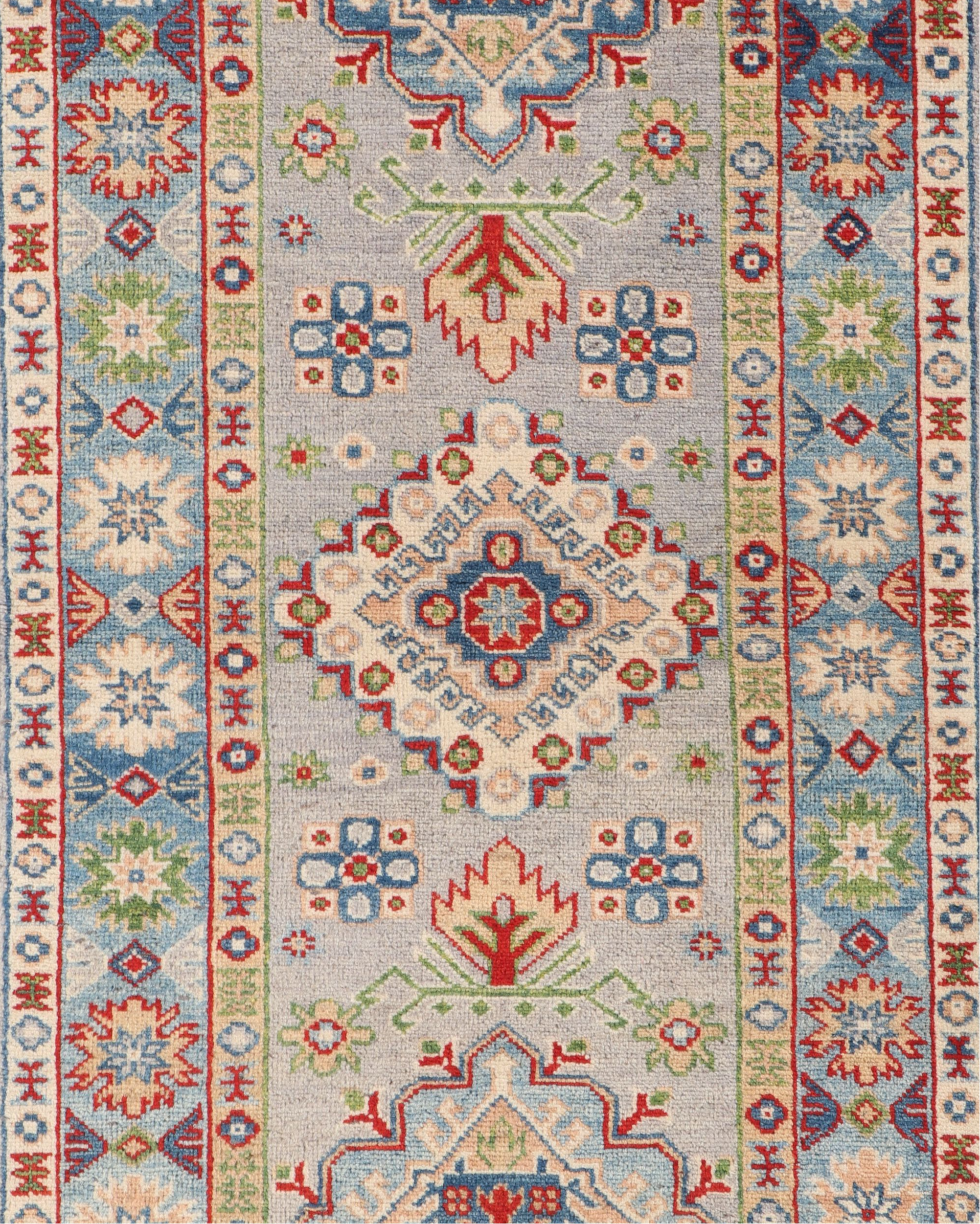 2'8 x 9'5 Hand-Knotted Afghan Kazak Carpet Runner