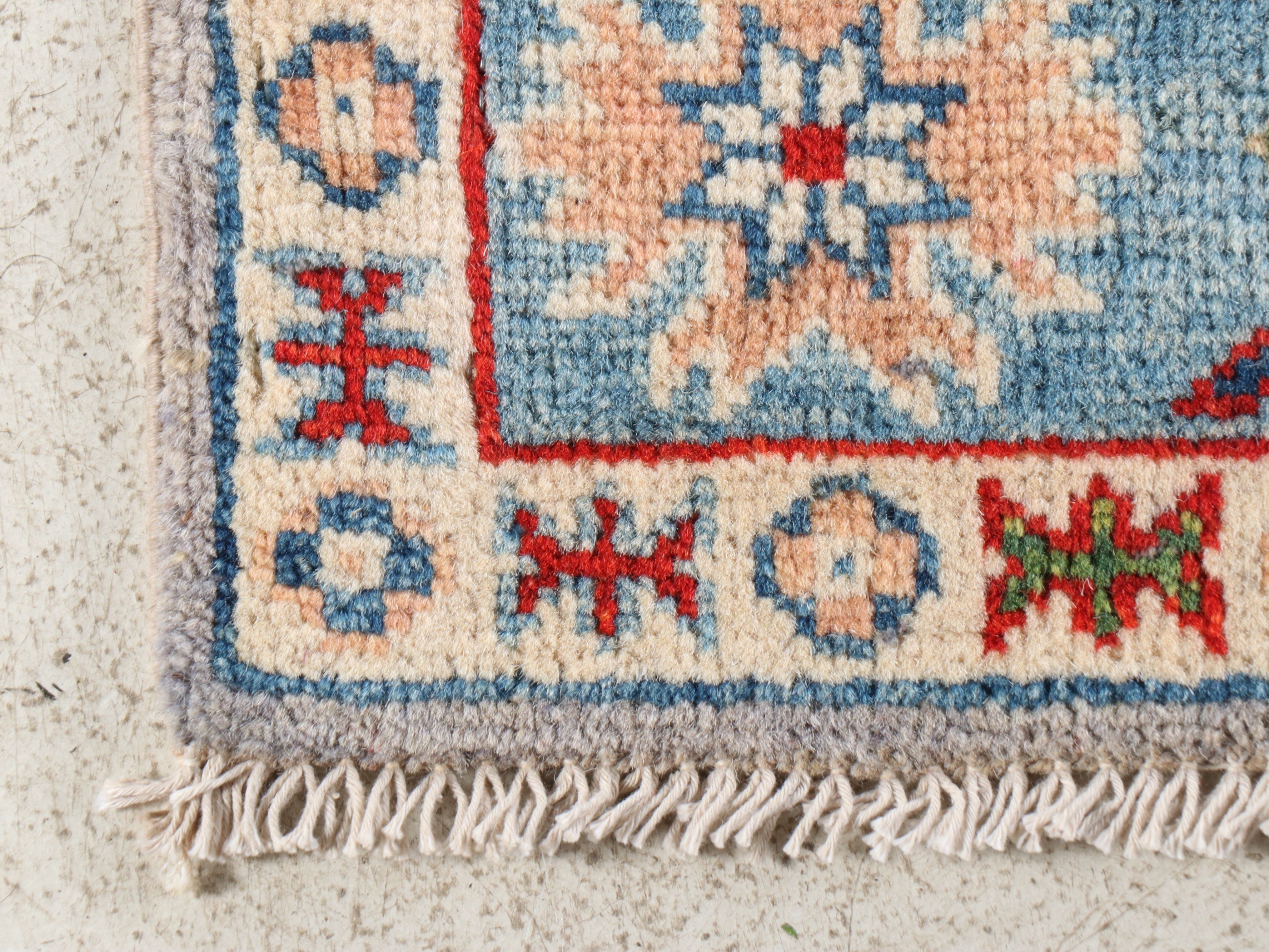 2'8 x 9'5 Hand-Knotted Afghan Kazak Carpet Runner