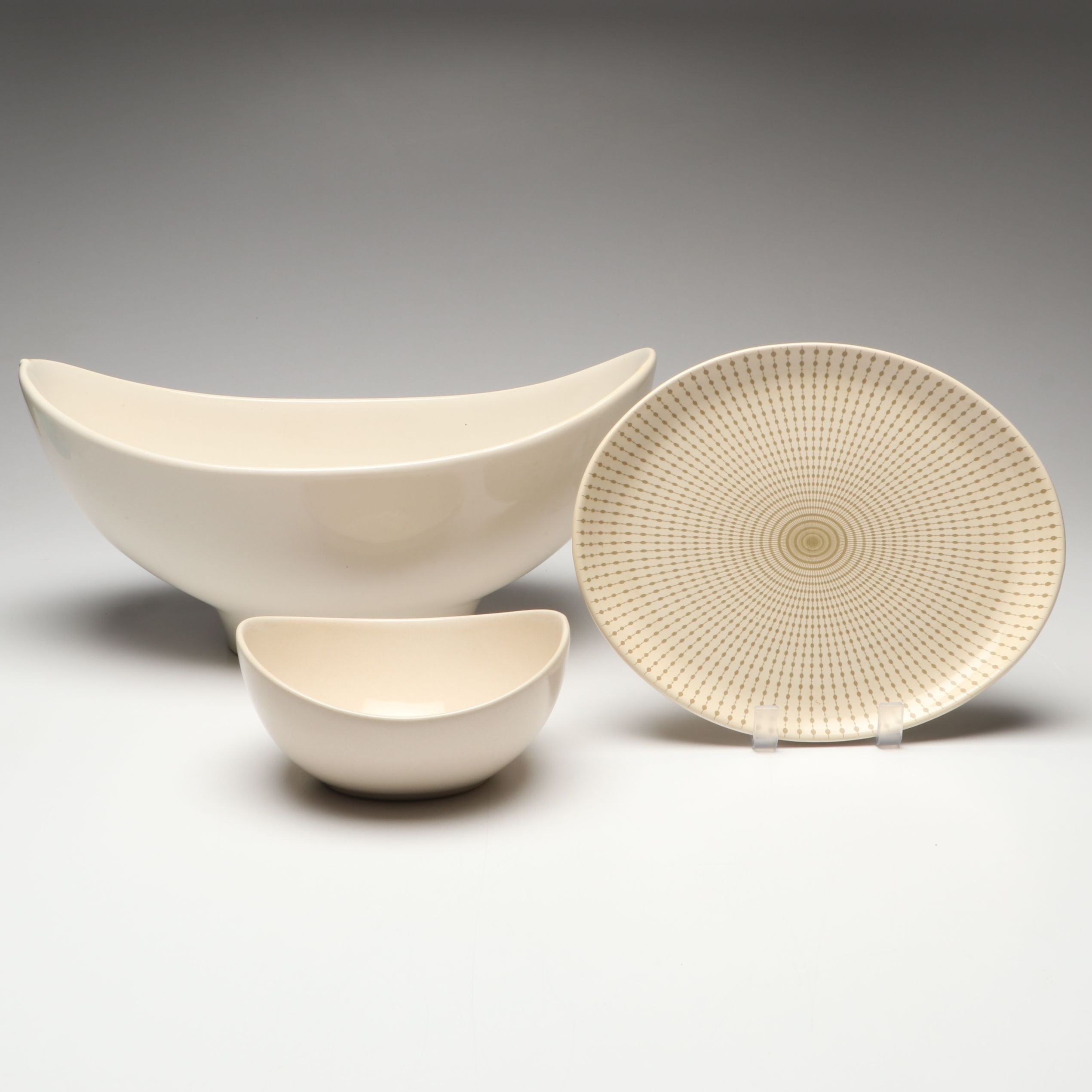 Mid Century Modern Style Centerpiece Bowl with Other Ceramic Serveware