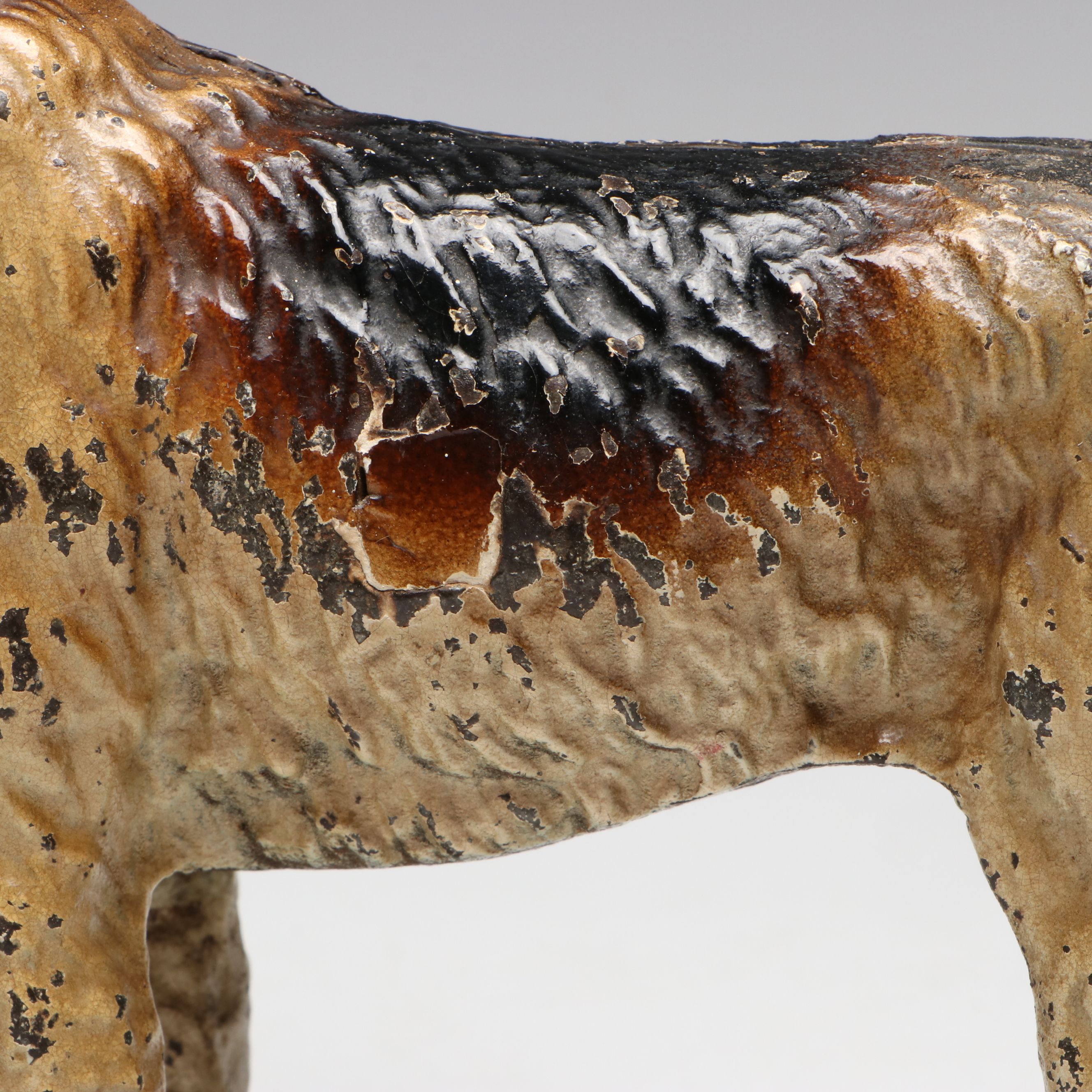 Painted Cast Iron Terrier Dog and Sitting Cat Doorstops, Early to Mid-20th C.