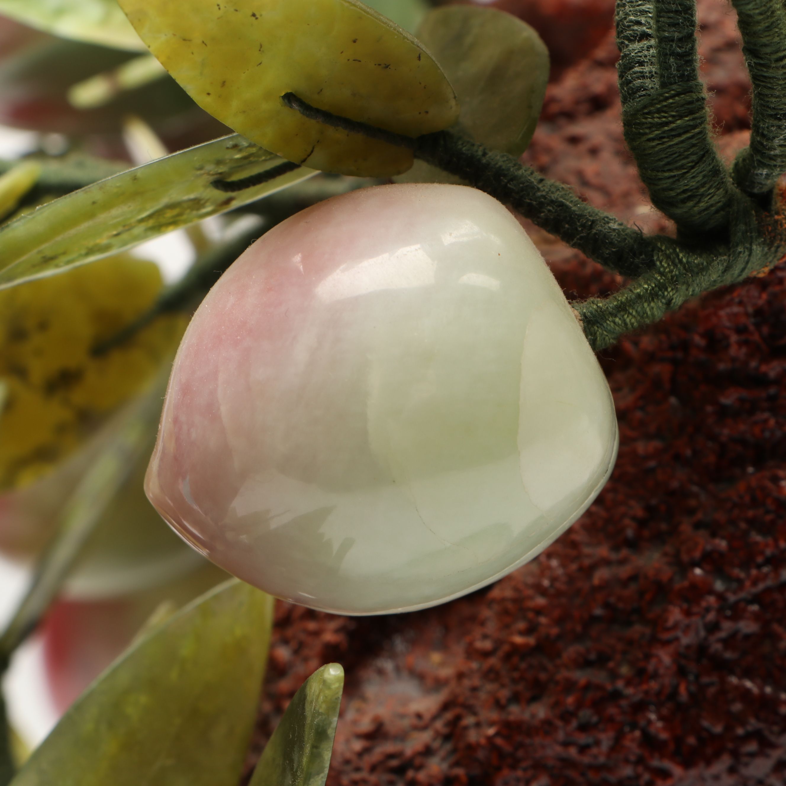 Carved Serpentine Peach Tree Bonsai Tree Figure