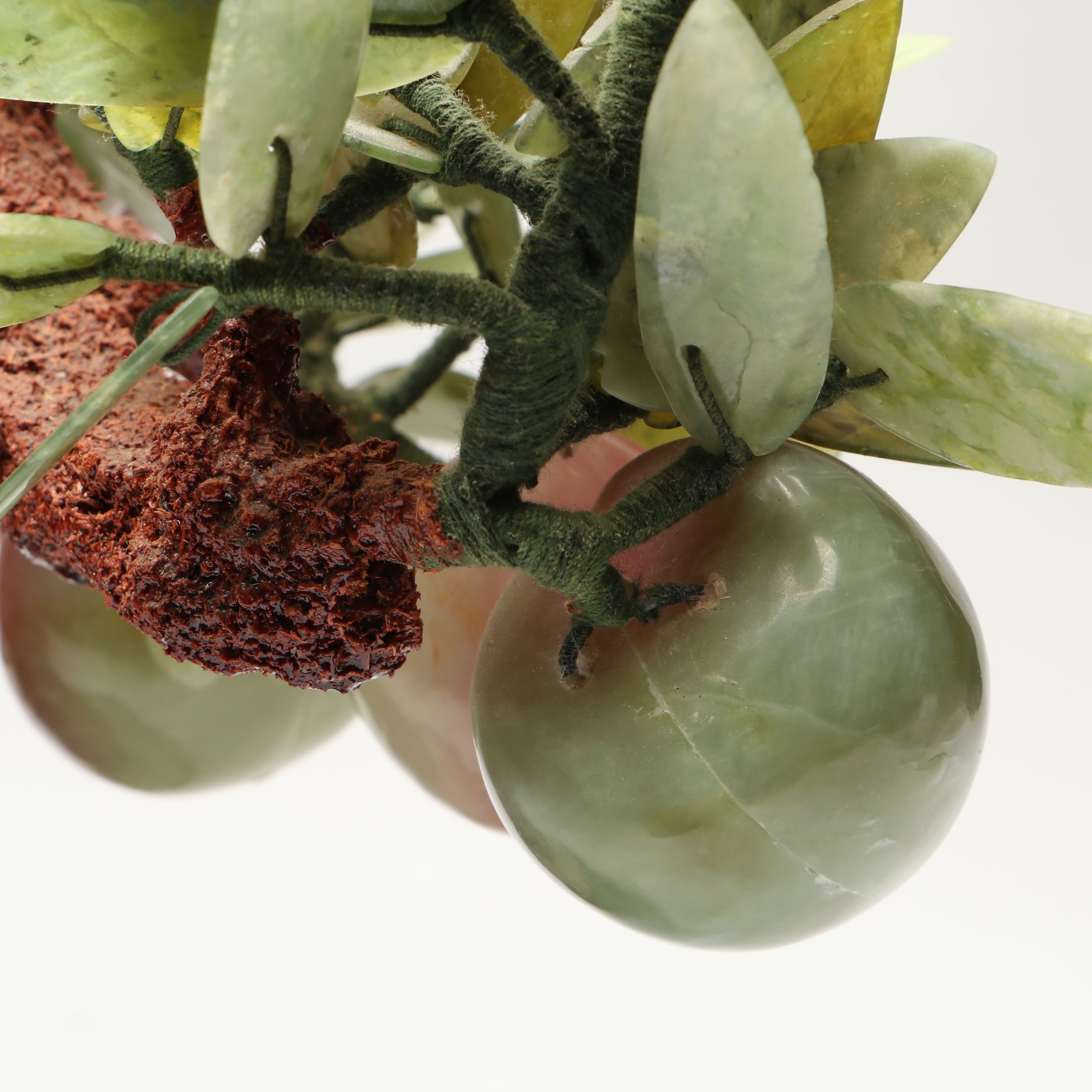 Carved Serpentine Peach Tree Bonsai Tree Figure