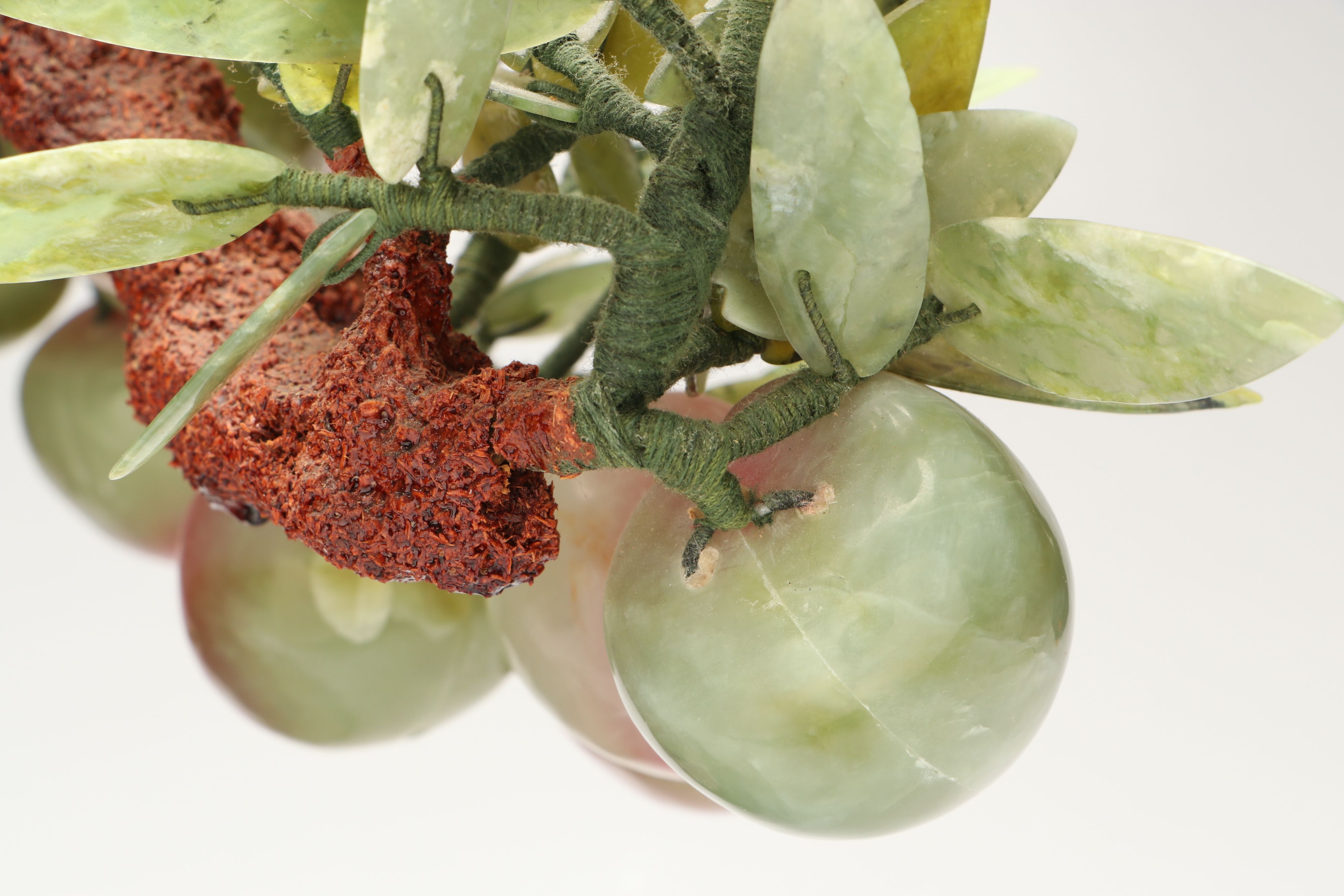 Carved Serpentine Peach Tree Bonsai Tree Figure