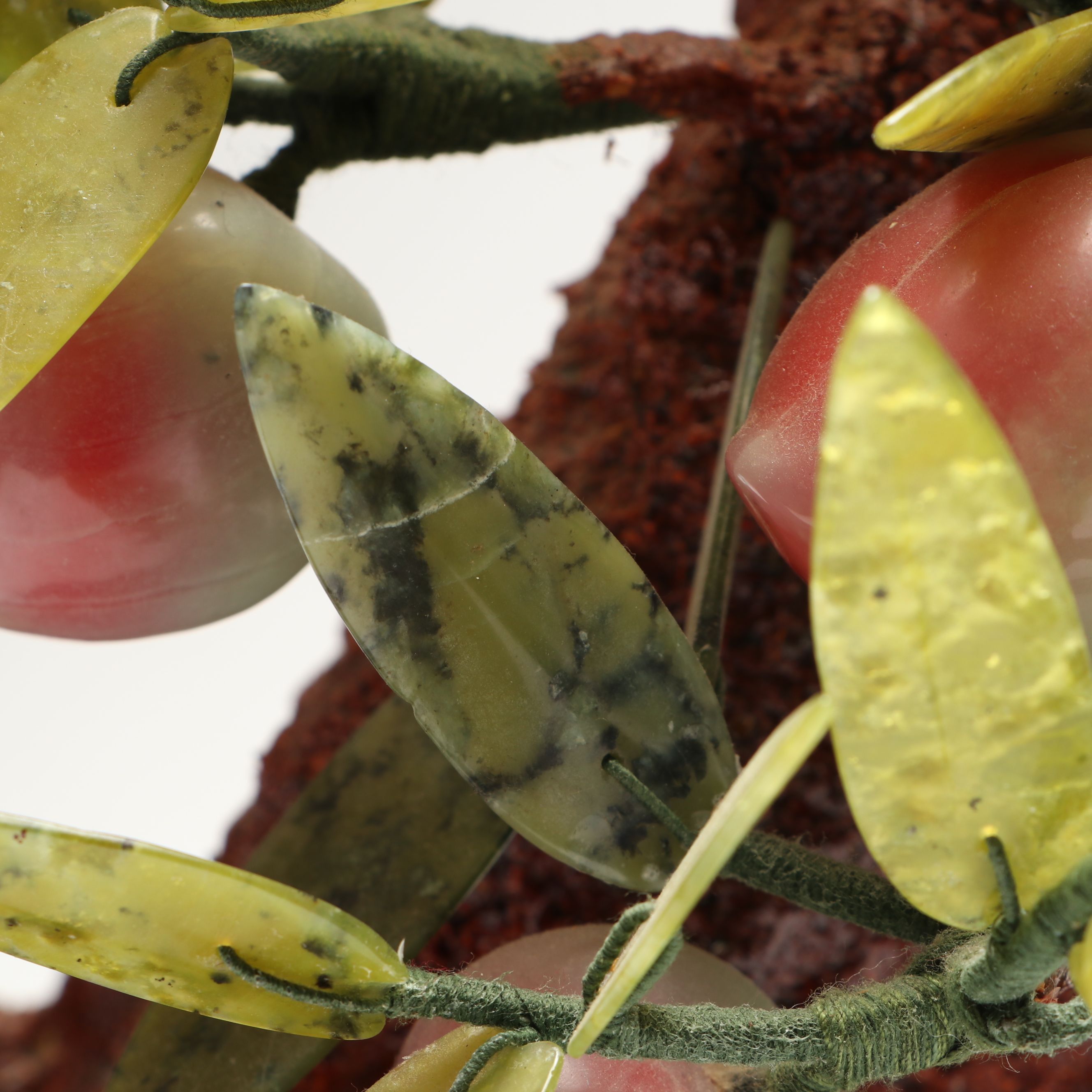 Carved Serpentine Peach Tree Bonsai Tree Figure