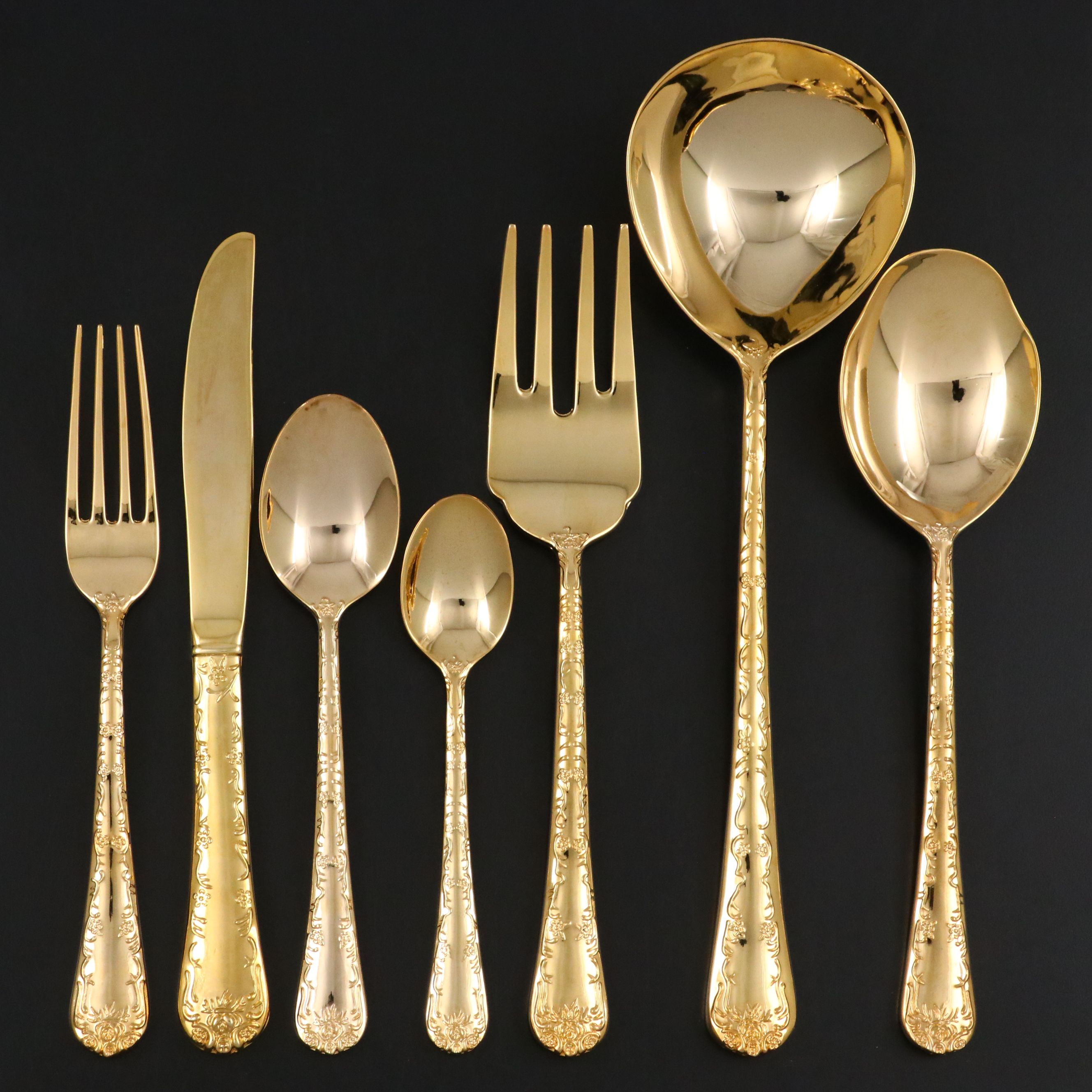 Wm. Rogers & Sons "Enchanted Rose" Gilt Flatware