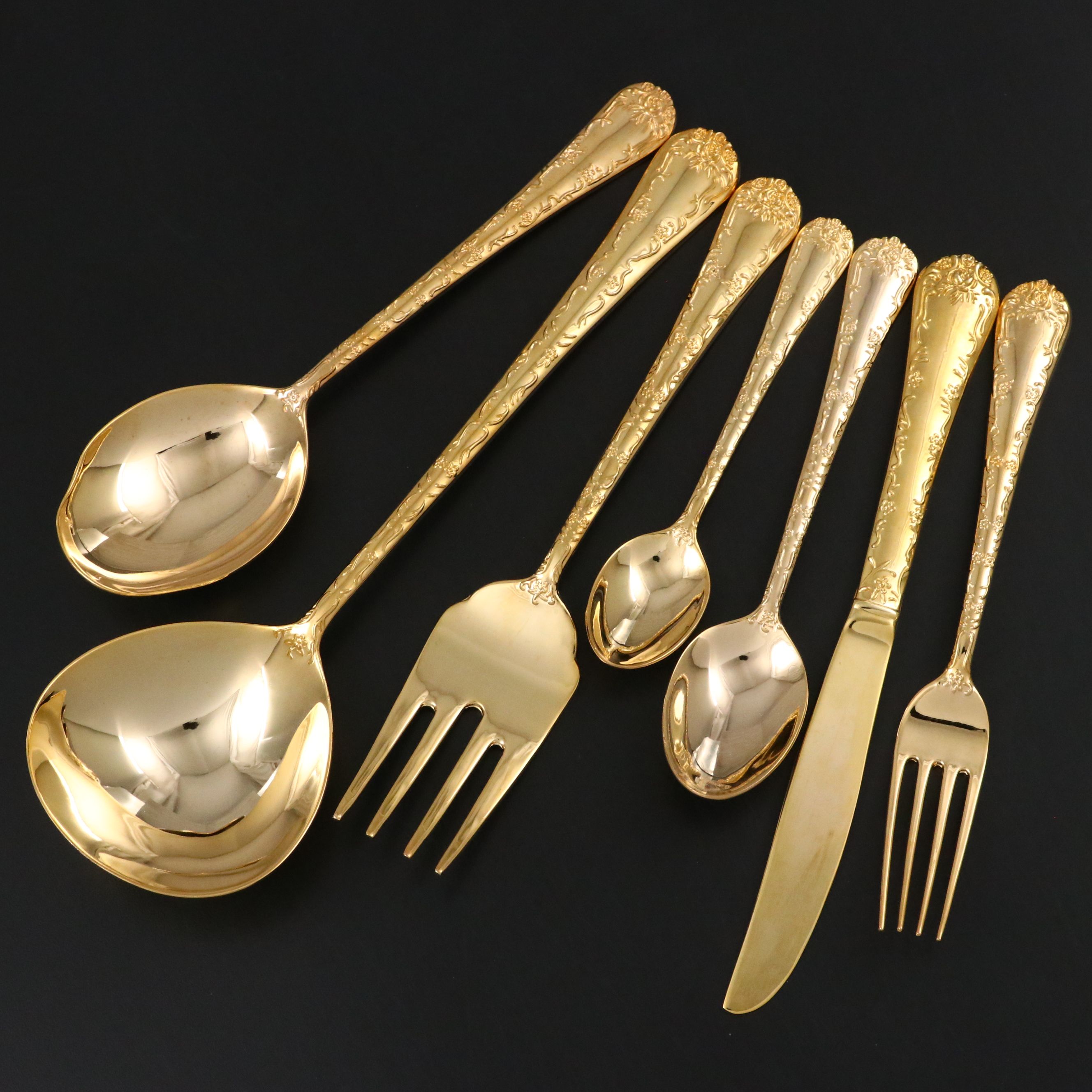 Wm. Rogers & Sons "Enchanted Rose" Gilt Flatware