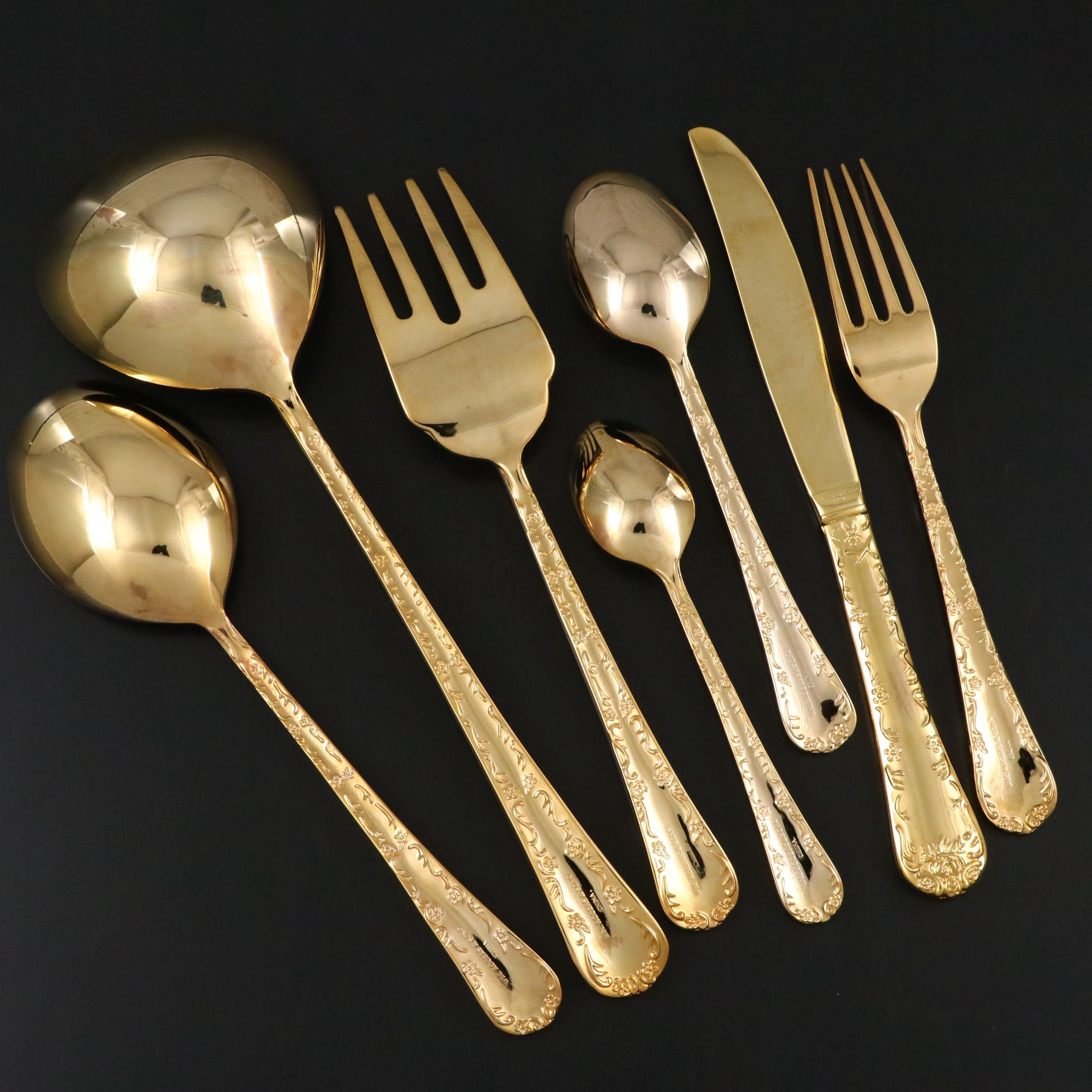 Wm. Rogers & Sons "Enchanted Rose" Gilt Flatware