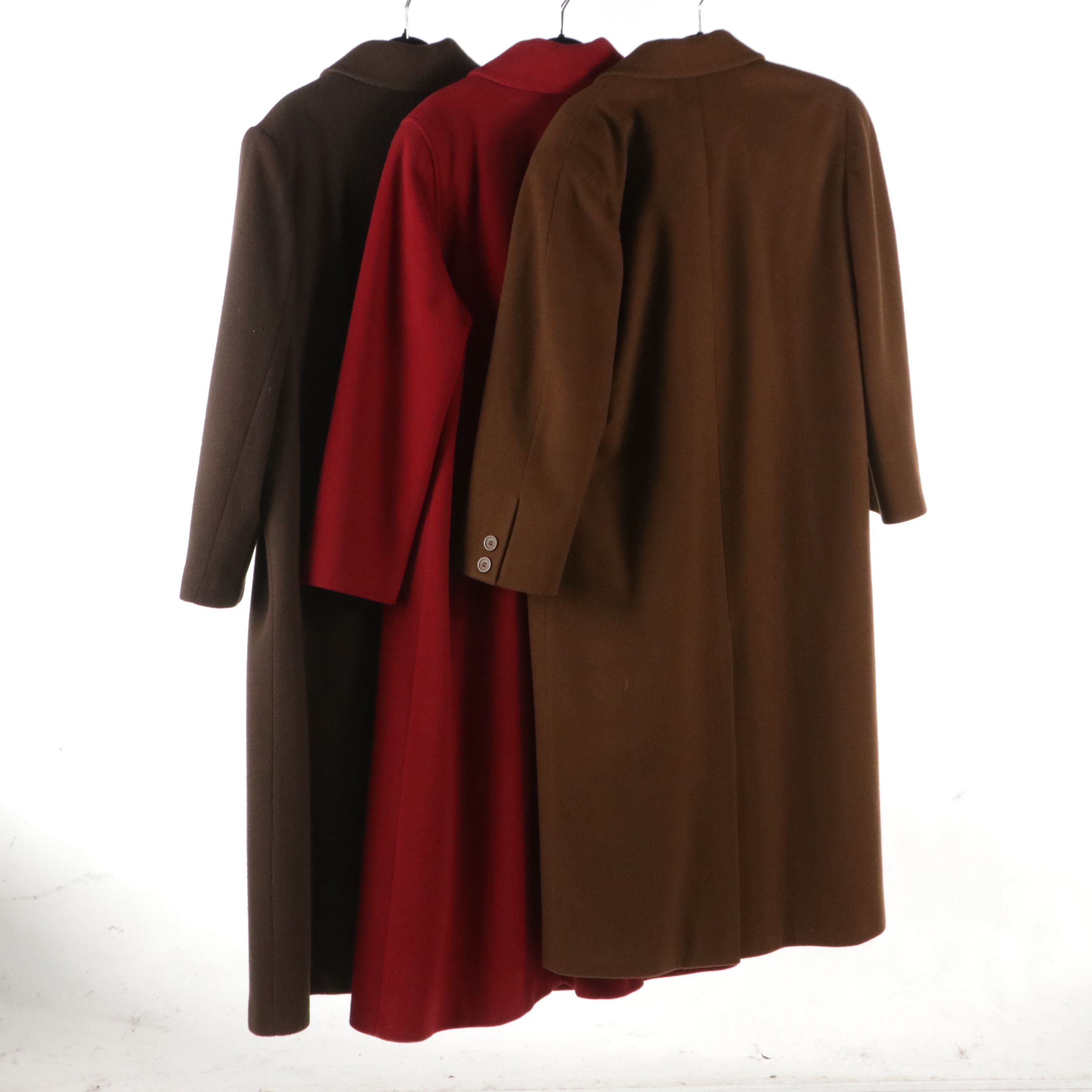 Brown and Red Wool Full-Length Button-Front Coats from Lauren Meren and More