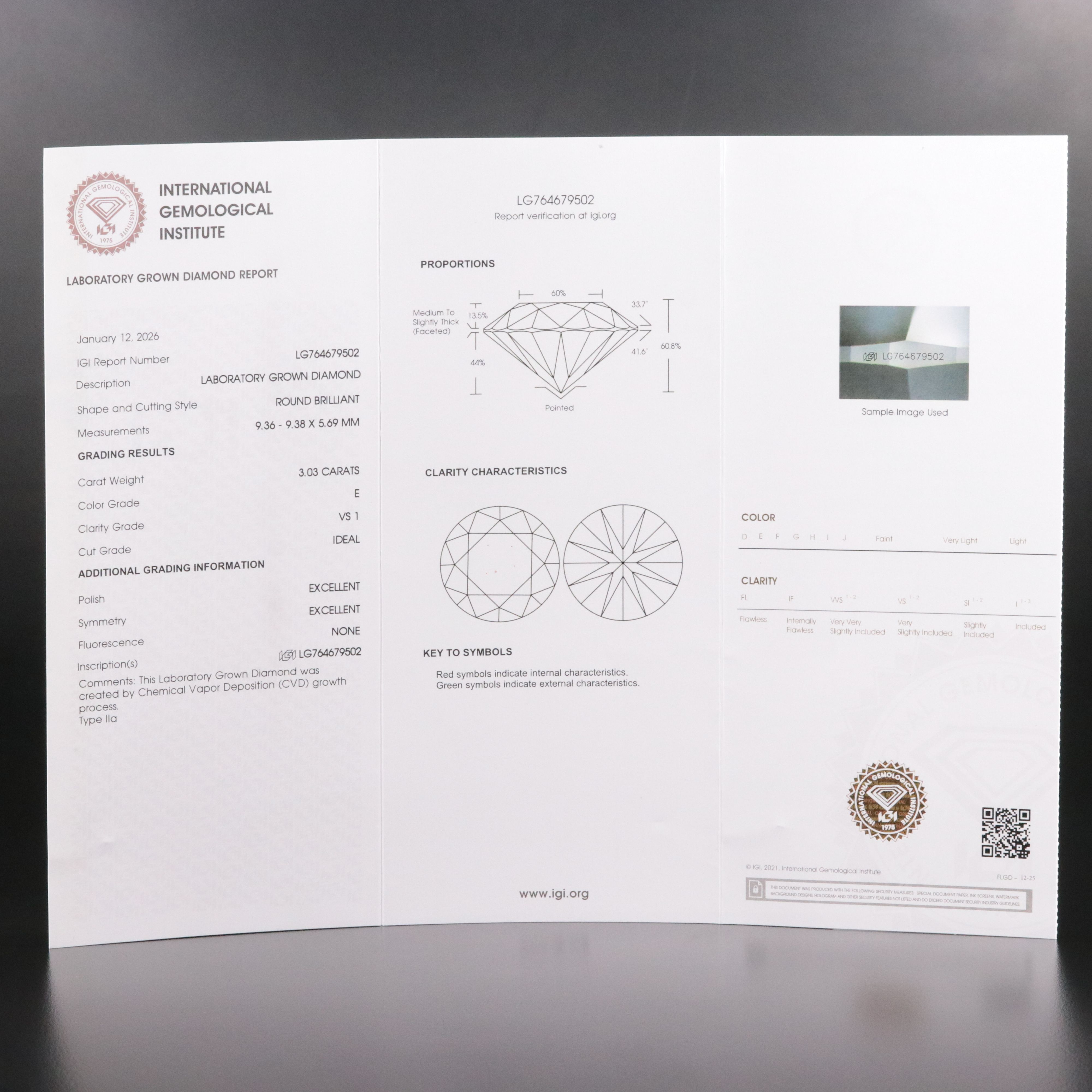 18K 3.03 CT Lab Grown Diamond Ring with IGI Report
