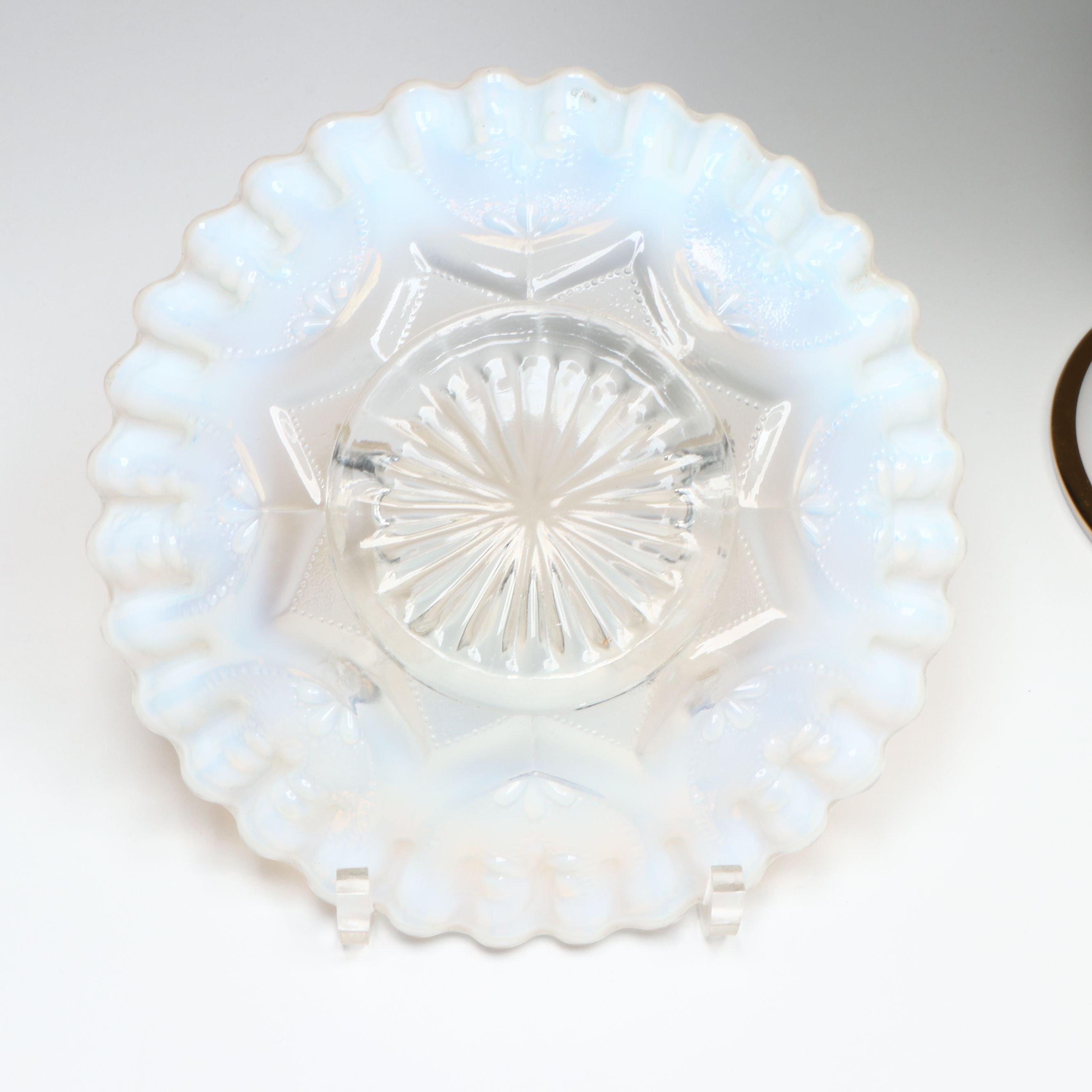 Victorian Style Yellow Glass Lidded Compote with Other Vintage Glass Tableware