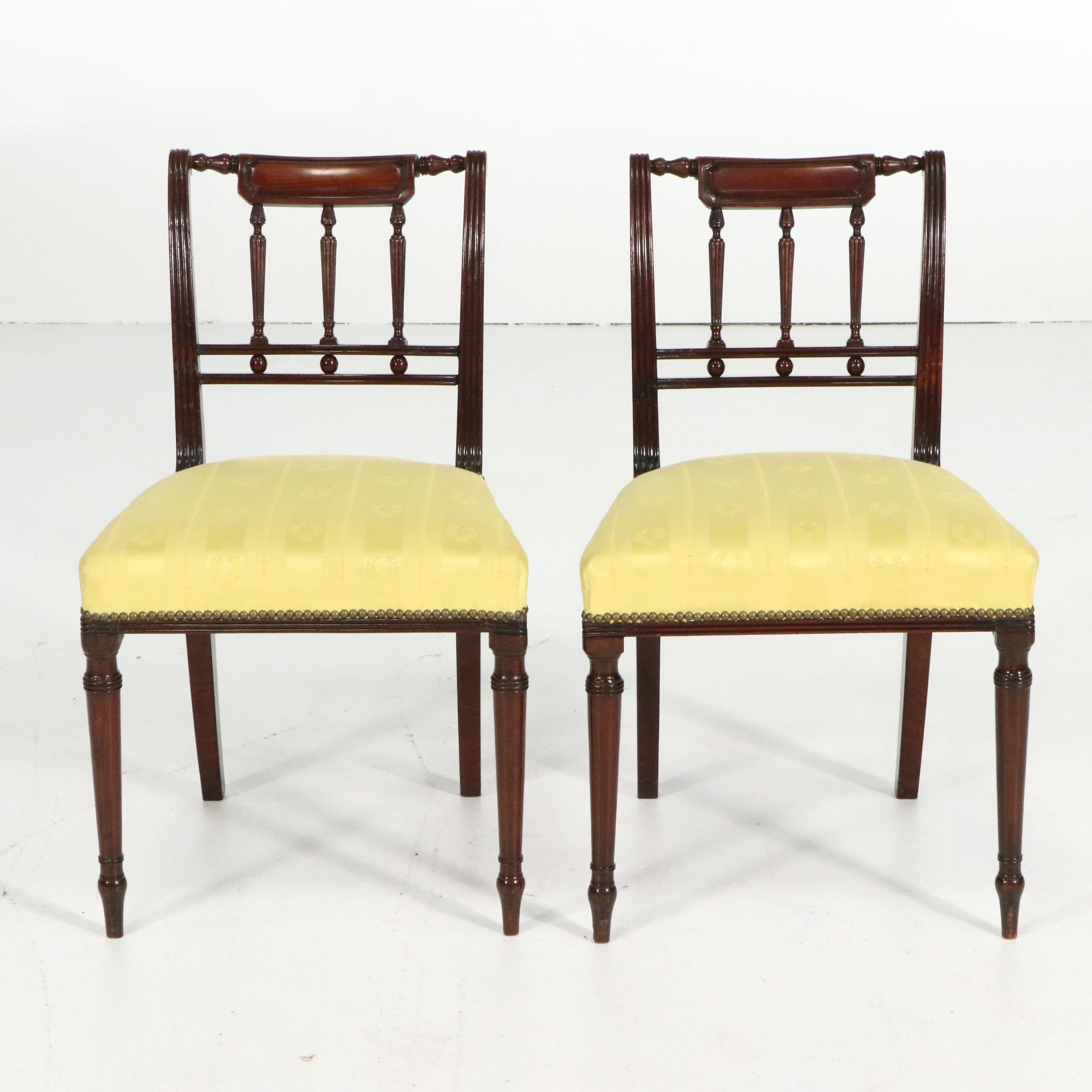 Set of Six Sheraton Style Mahogany Dining Chairs