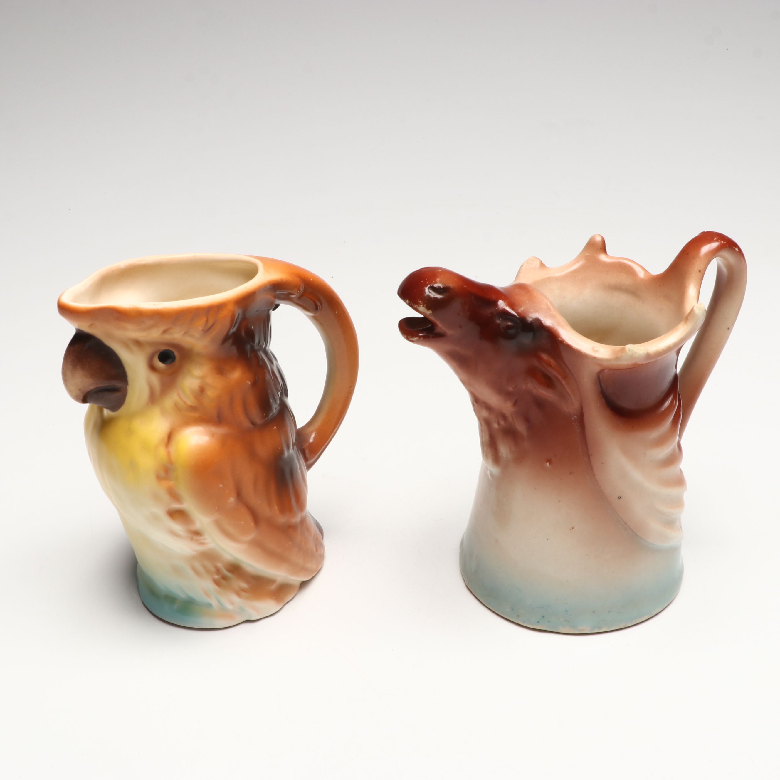 Erphila Fayence with Other Novelty Ceramic Animal Creamers, Early to Mid-20th C.