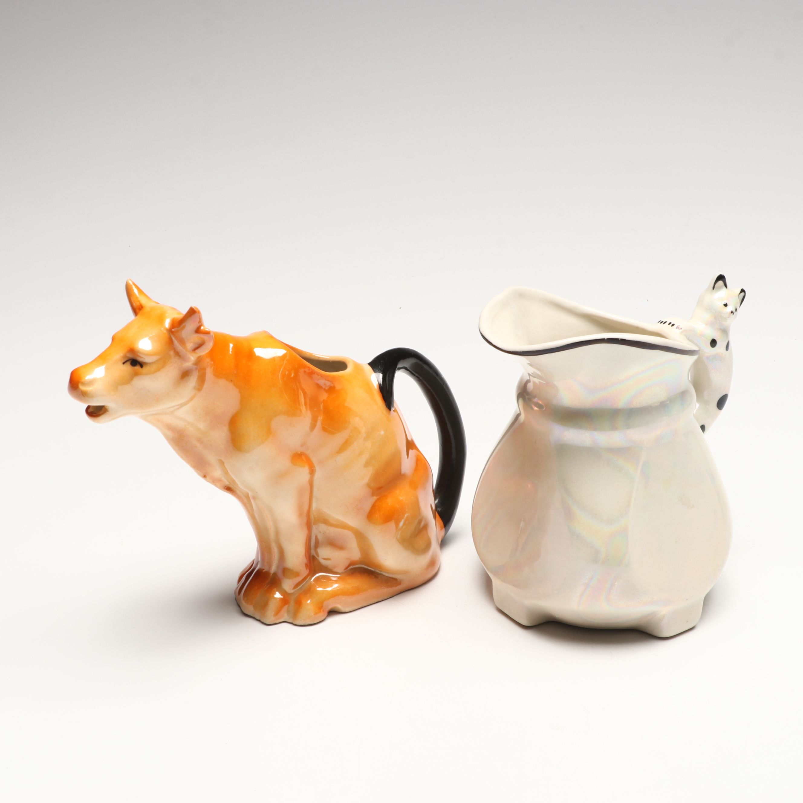 Erphila Fayence with Other Novelty Ceramic Animal Creamers, Early to Mid-20th C.