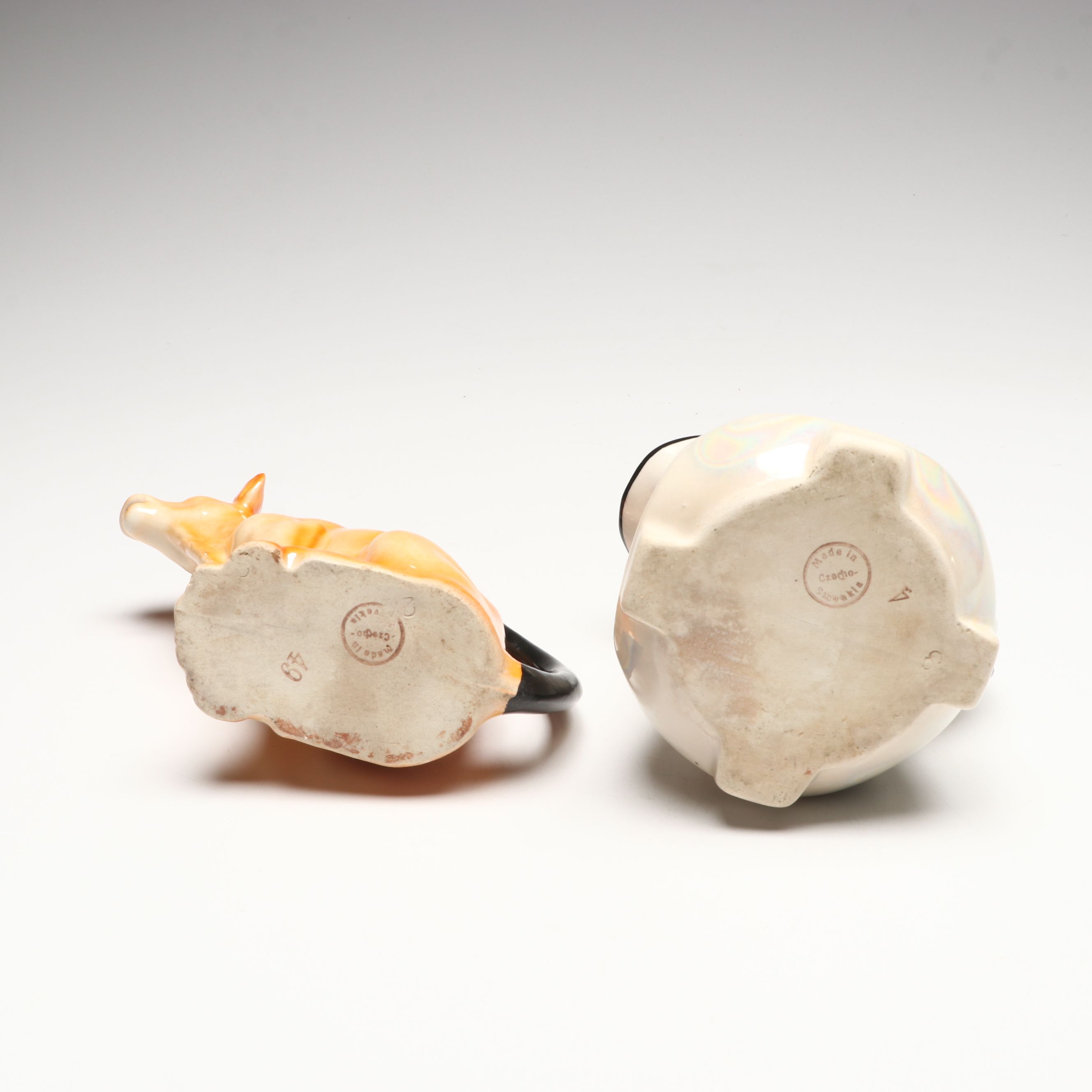 Erphila Fayence with Other Novelty Ceramic Animal Creamers, Early to Mid-20th C.