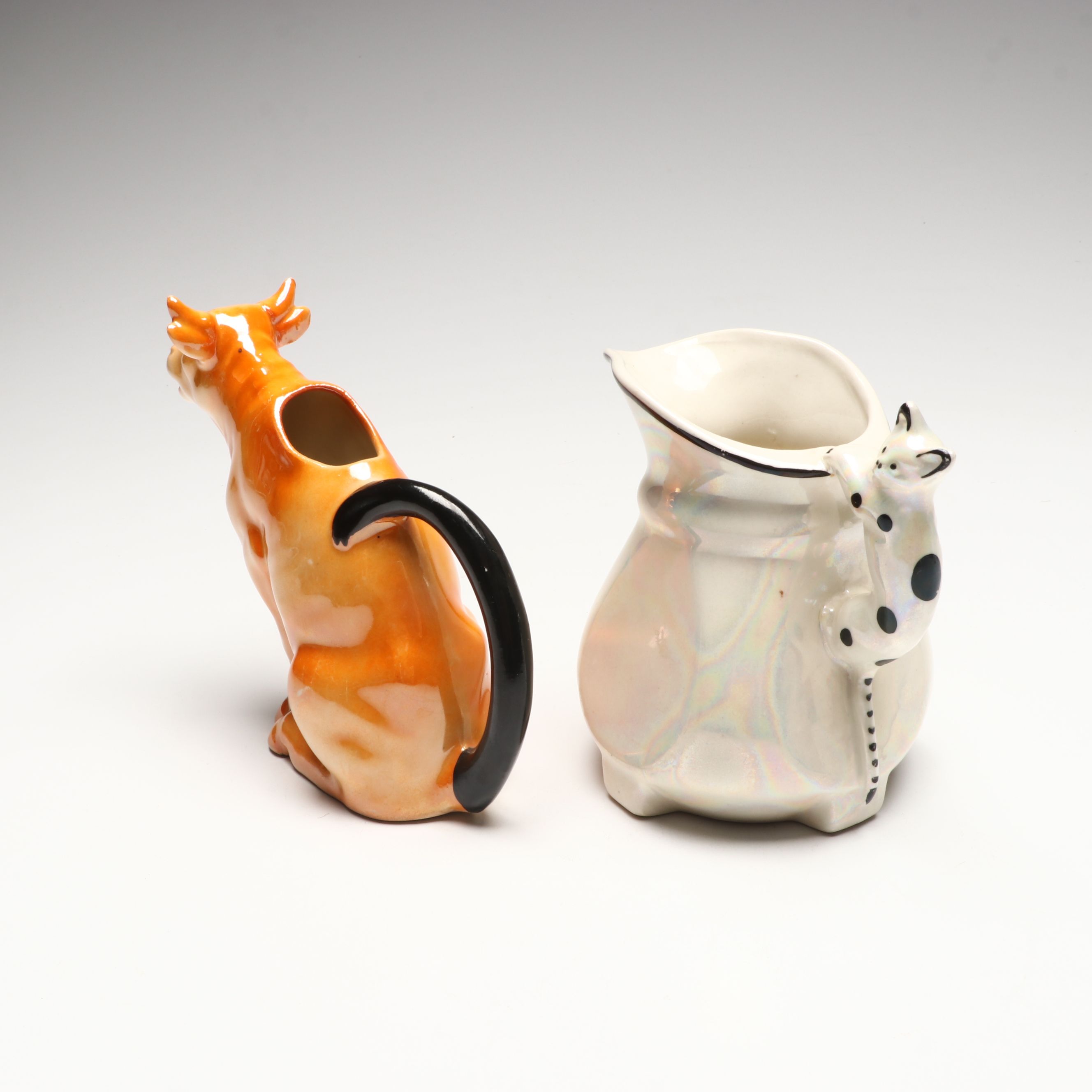 Erphila Fayence with Other Novelty Ceramic Animal Creamers, Early to Mid-20th C.