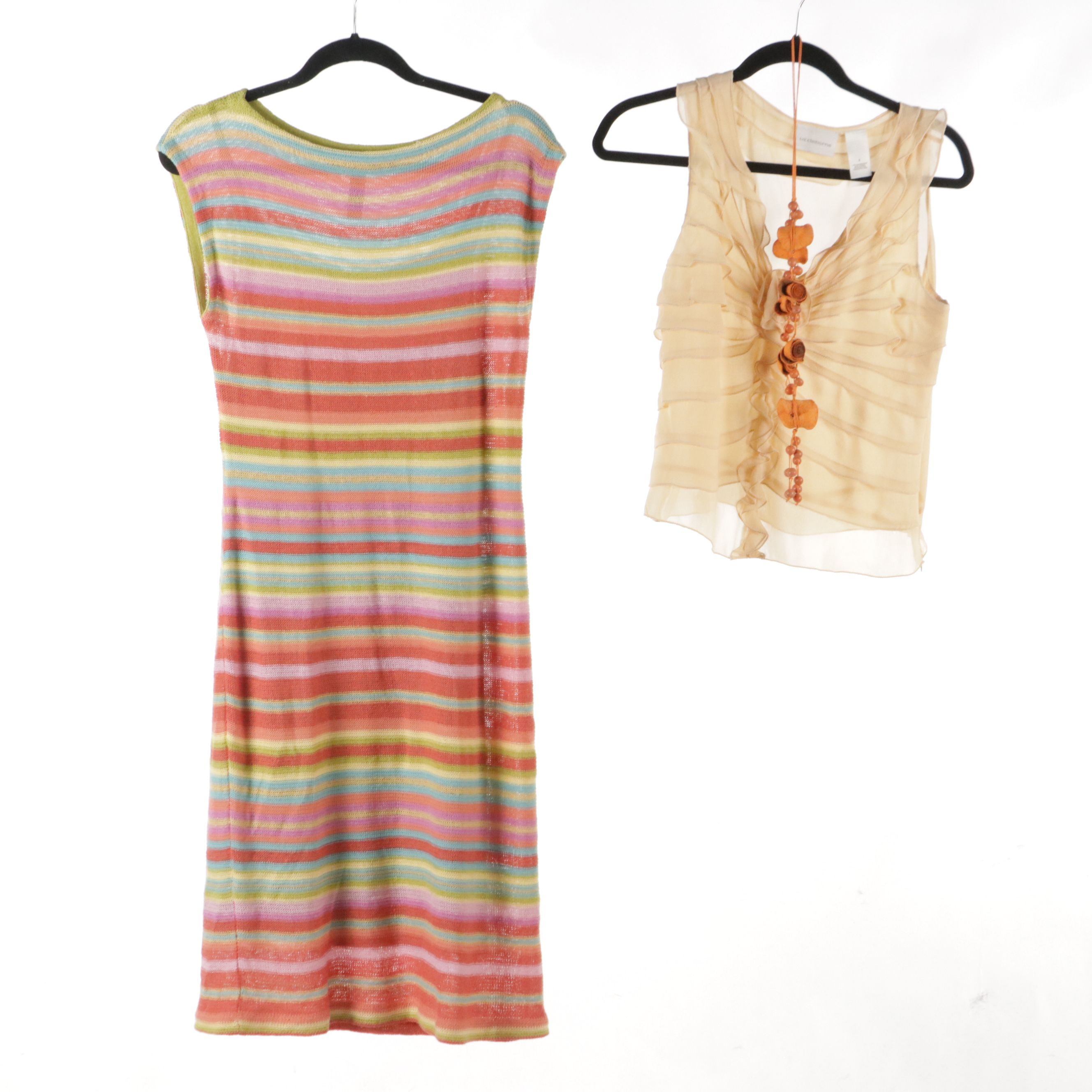 Lauren Ralph Lauren Multicolored Silk/Linen Midi Dress, Silk Midi Skirts & More