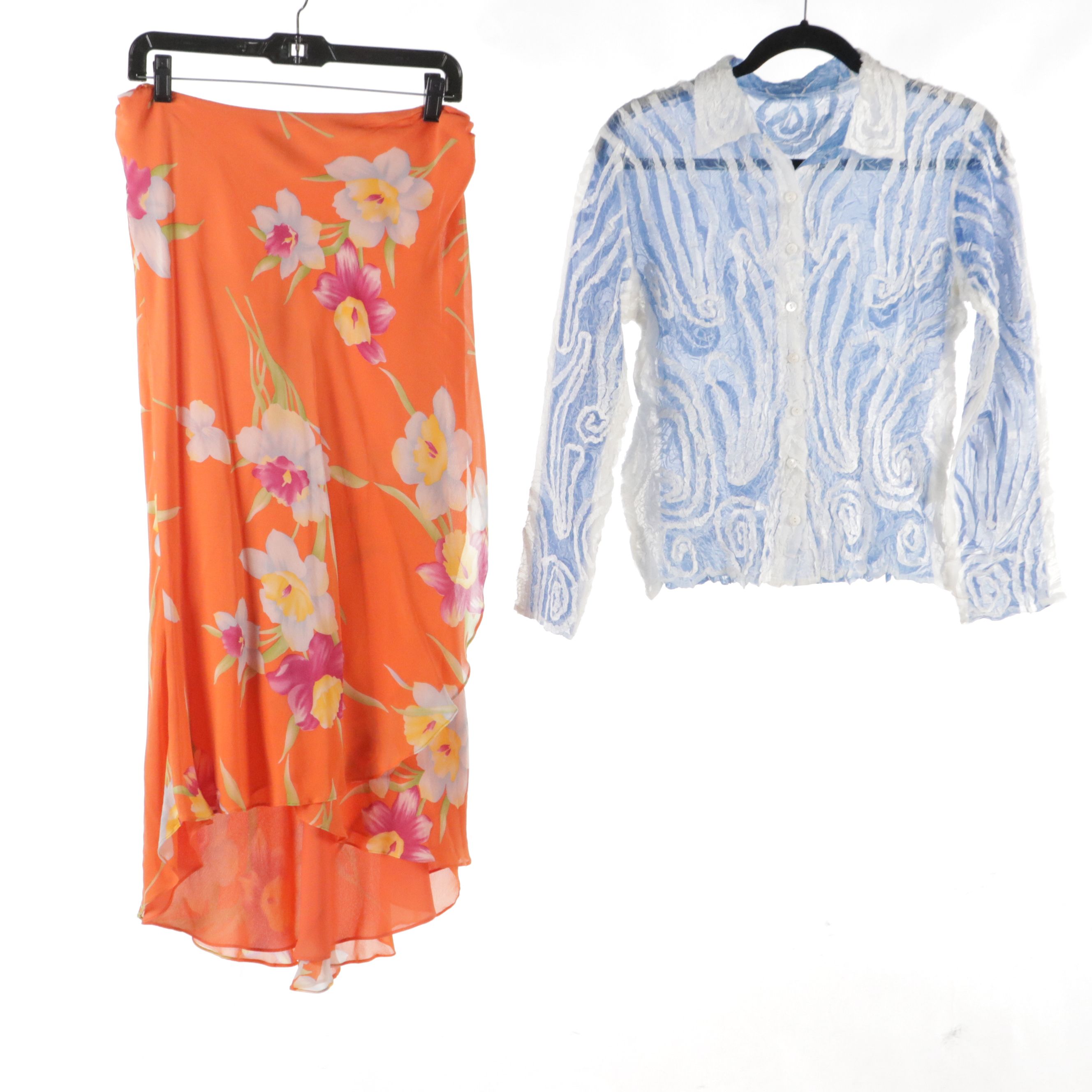 Lauren Ralph Lauren Multicolored Silk/Linen Midi Dress, Silk Midi Skirts & More