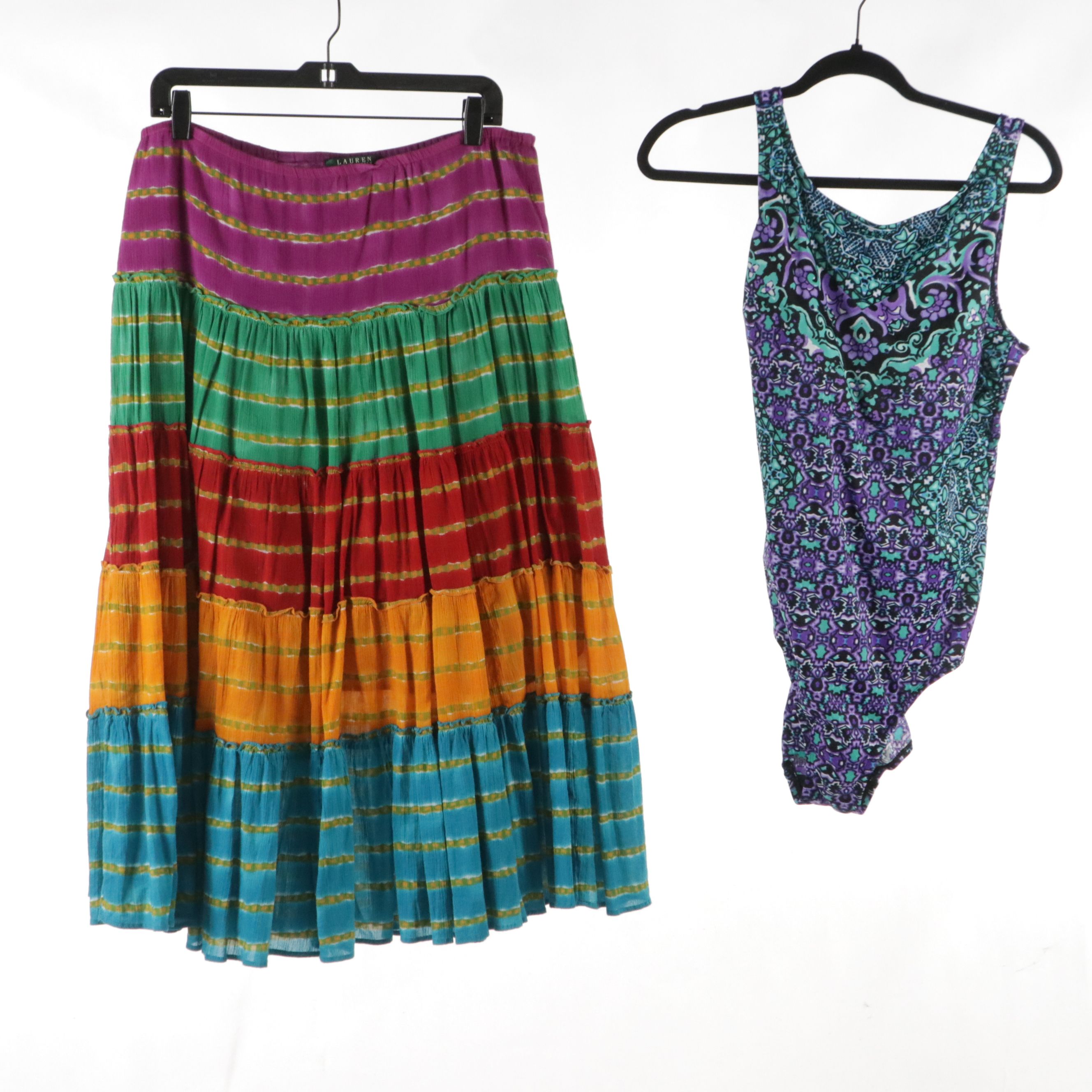 Lauren Ralph Lauren Multicolored Silk/Linen Midi Dress, Silk Midi Skirts & More