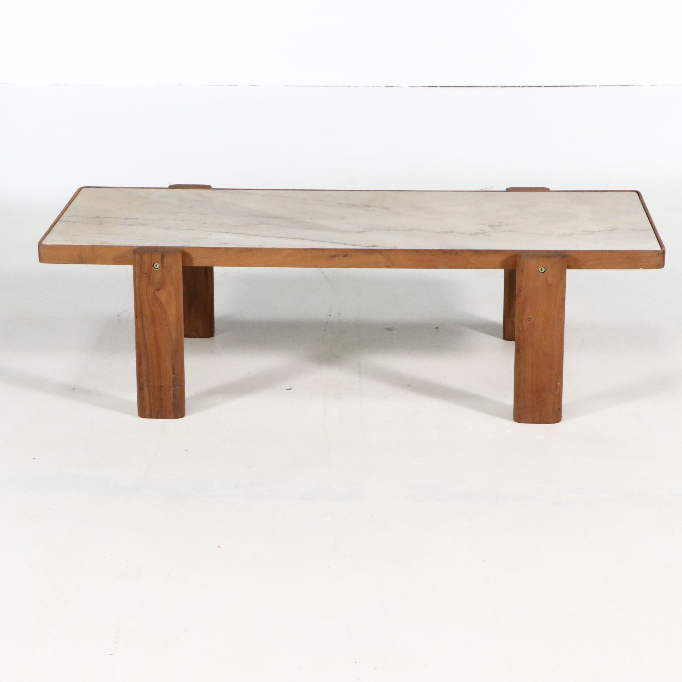 Organic Modernism "Saba" Teak and Marble Coffee Table, 21st Century