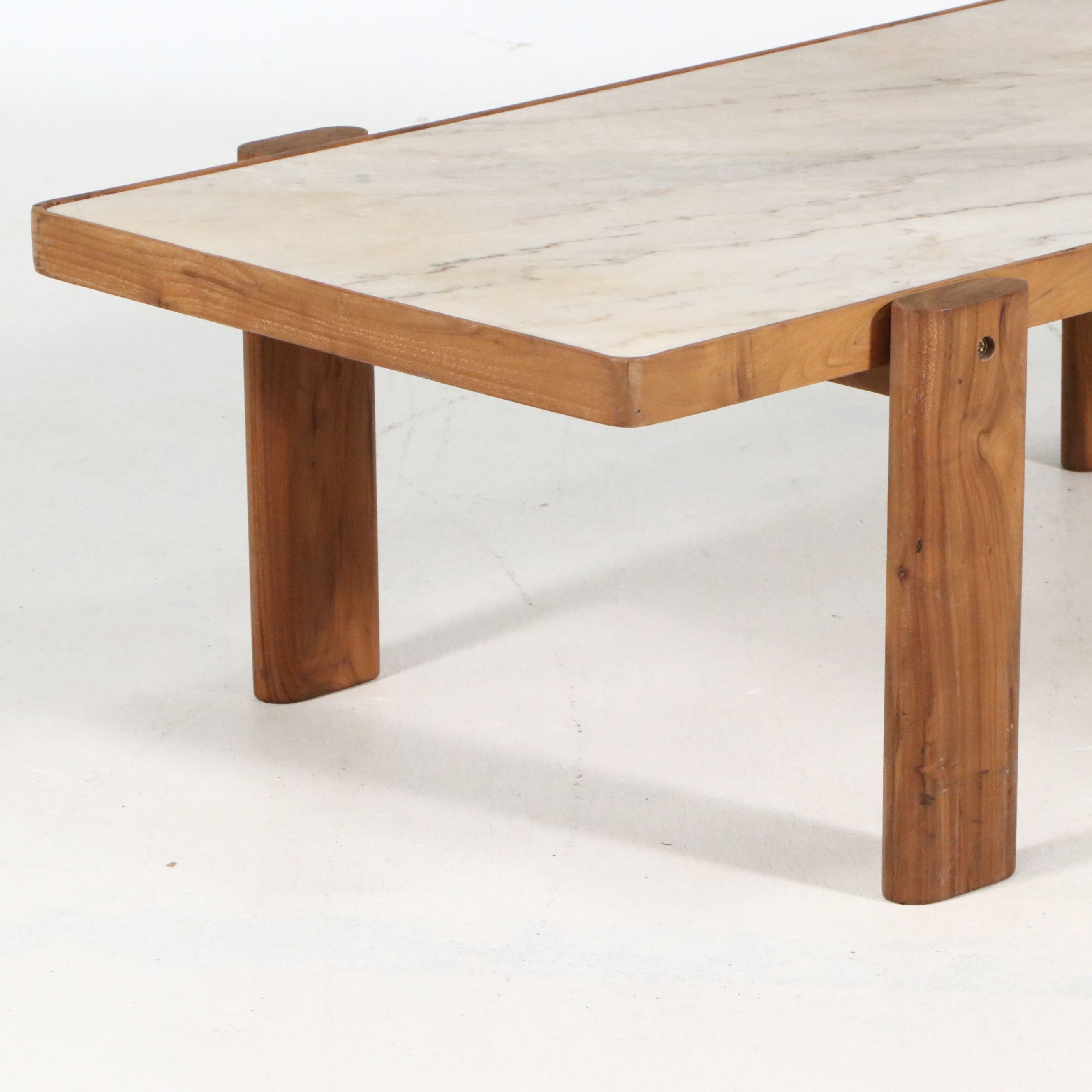 Organic Modernism "Saba" Teak and Marble Coffee Table, 21st Century