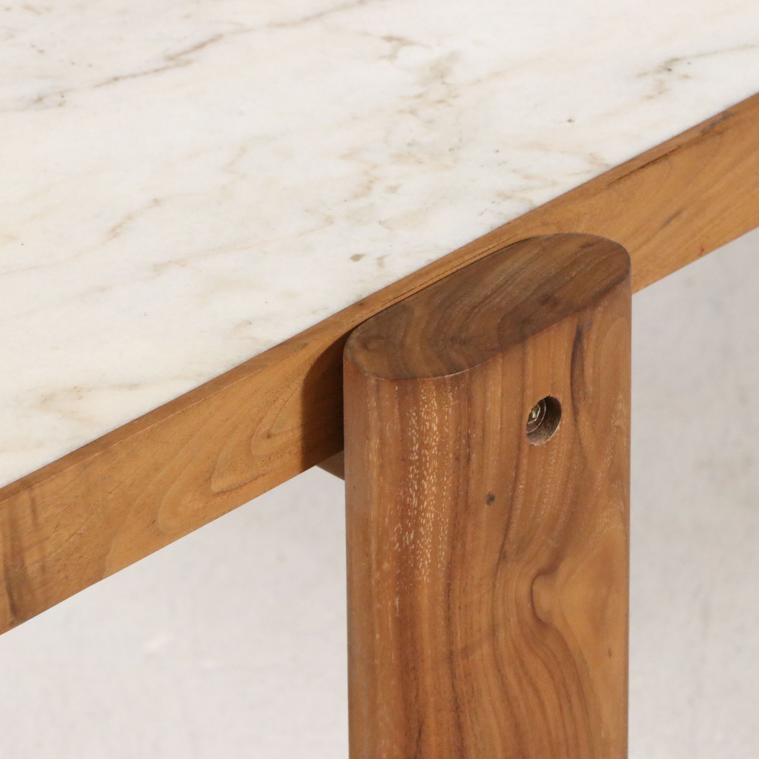 Organic Modernism "Saba" Teak and Marble Coffee Table, 21st Century