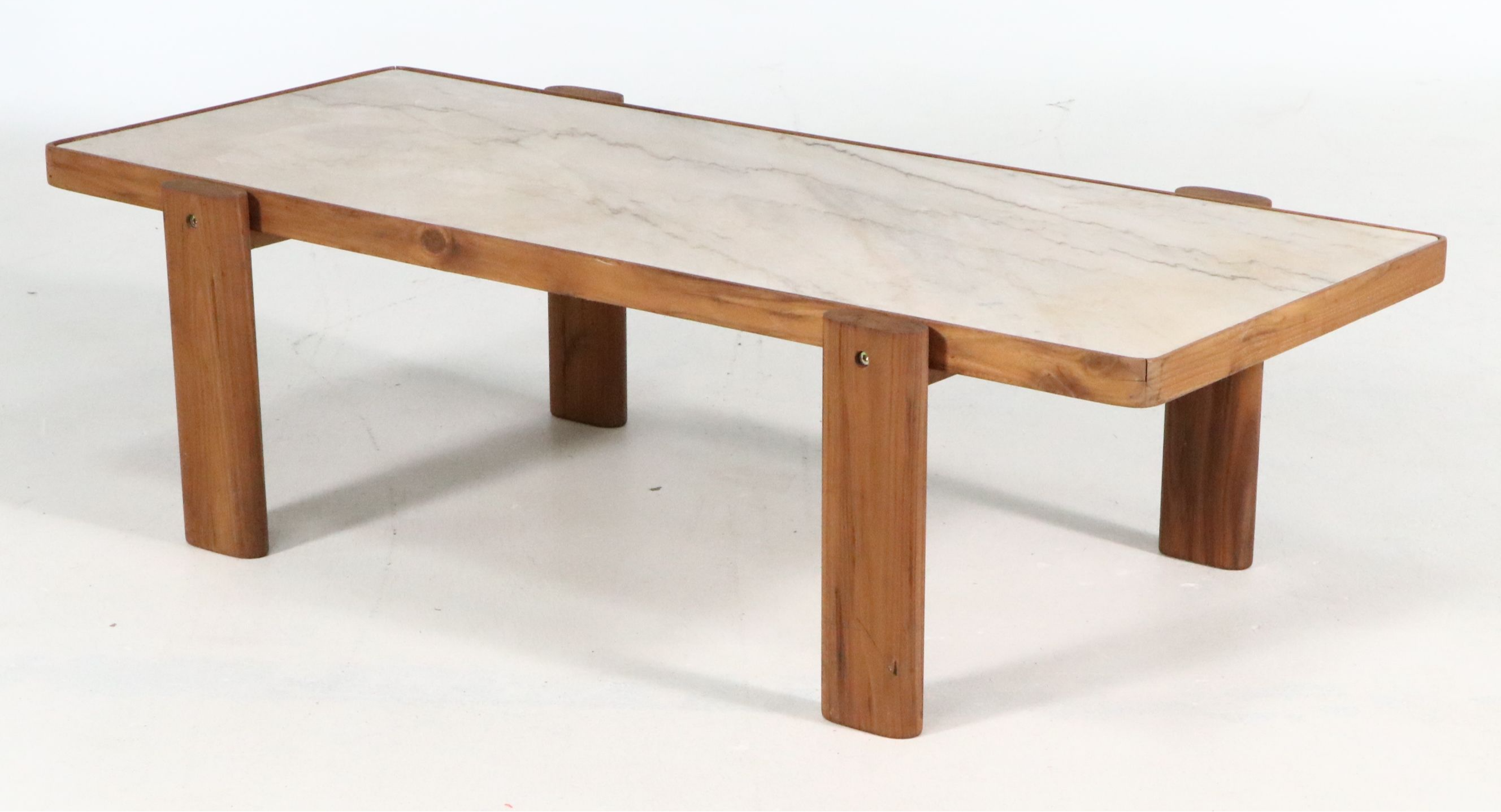 Organic Modernism "Saba" Teak and Marble Coffee Table, 21st Century