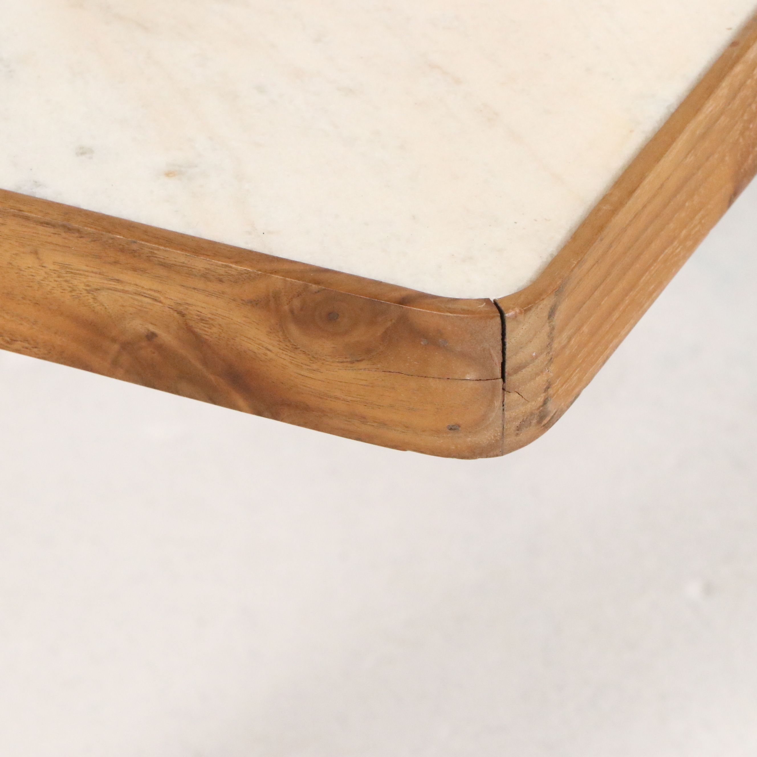 Organic Modernism "Saba" Teak and Marble Coffee Table, 21st Century