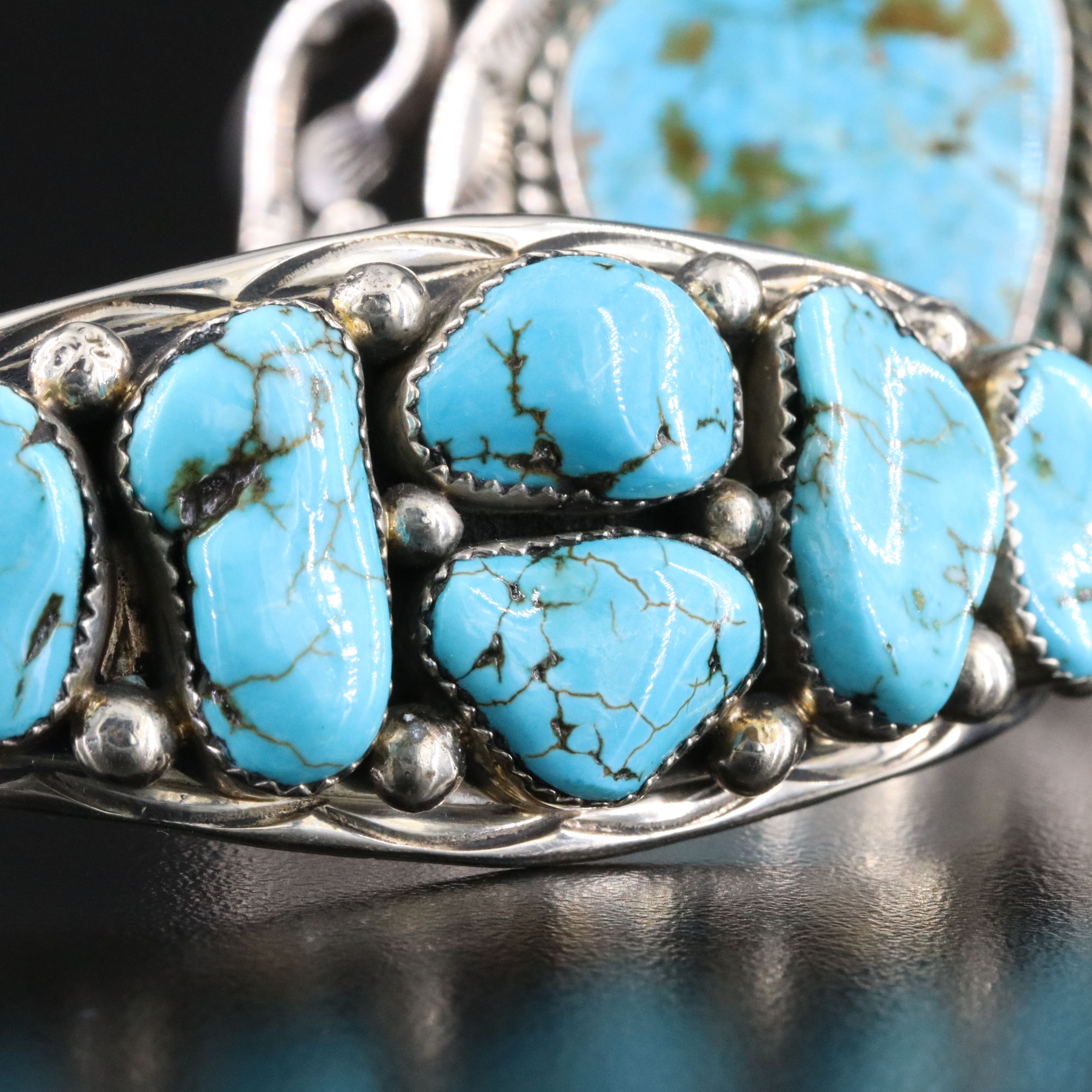 Turquoise Cuff Bracelets Featuring Navajo Laura T Dabbs & Sons