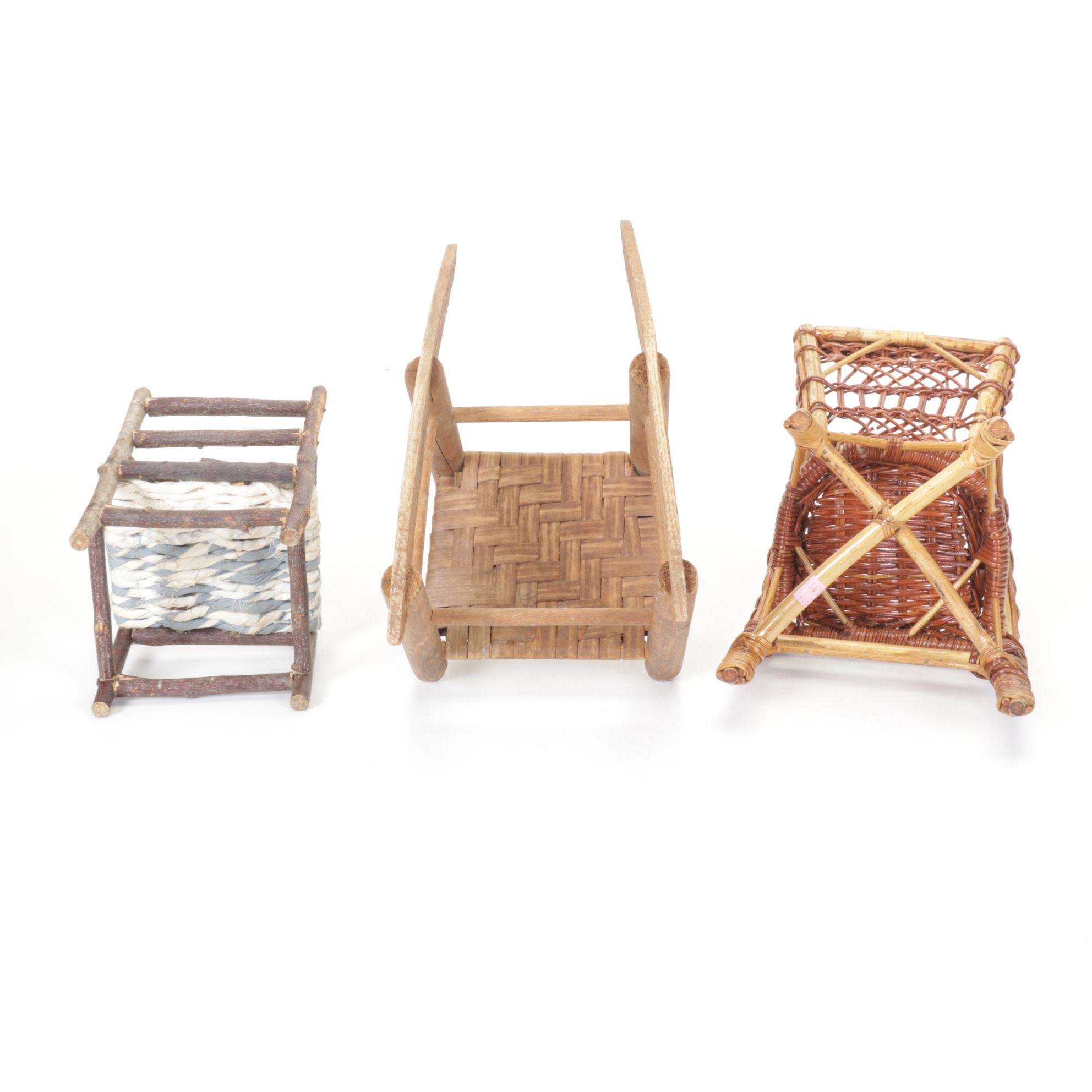Primitive Style Hand Carved Wooden Doll Chairs in Assorted Sizes