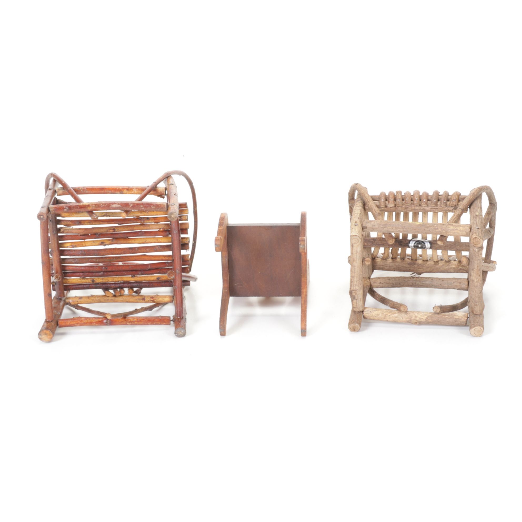 Primitive Style Hand Carved Wooden Doll Chairs in Assorted Sizes