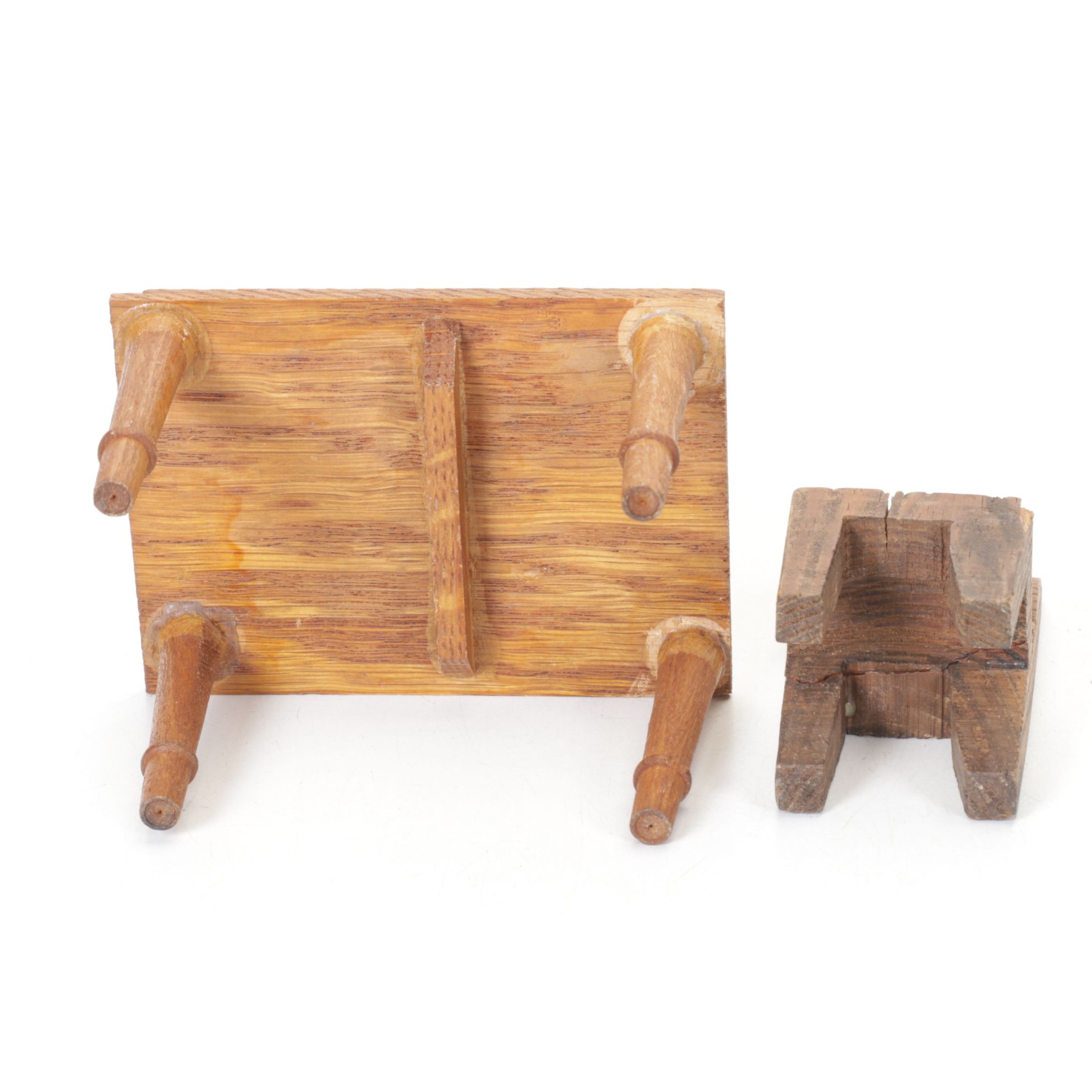 Primitive Style Hand Carved Wooden Doll Chairs in Assorted Sizes