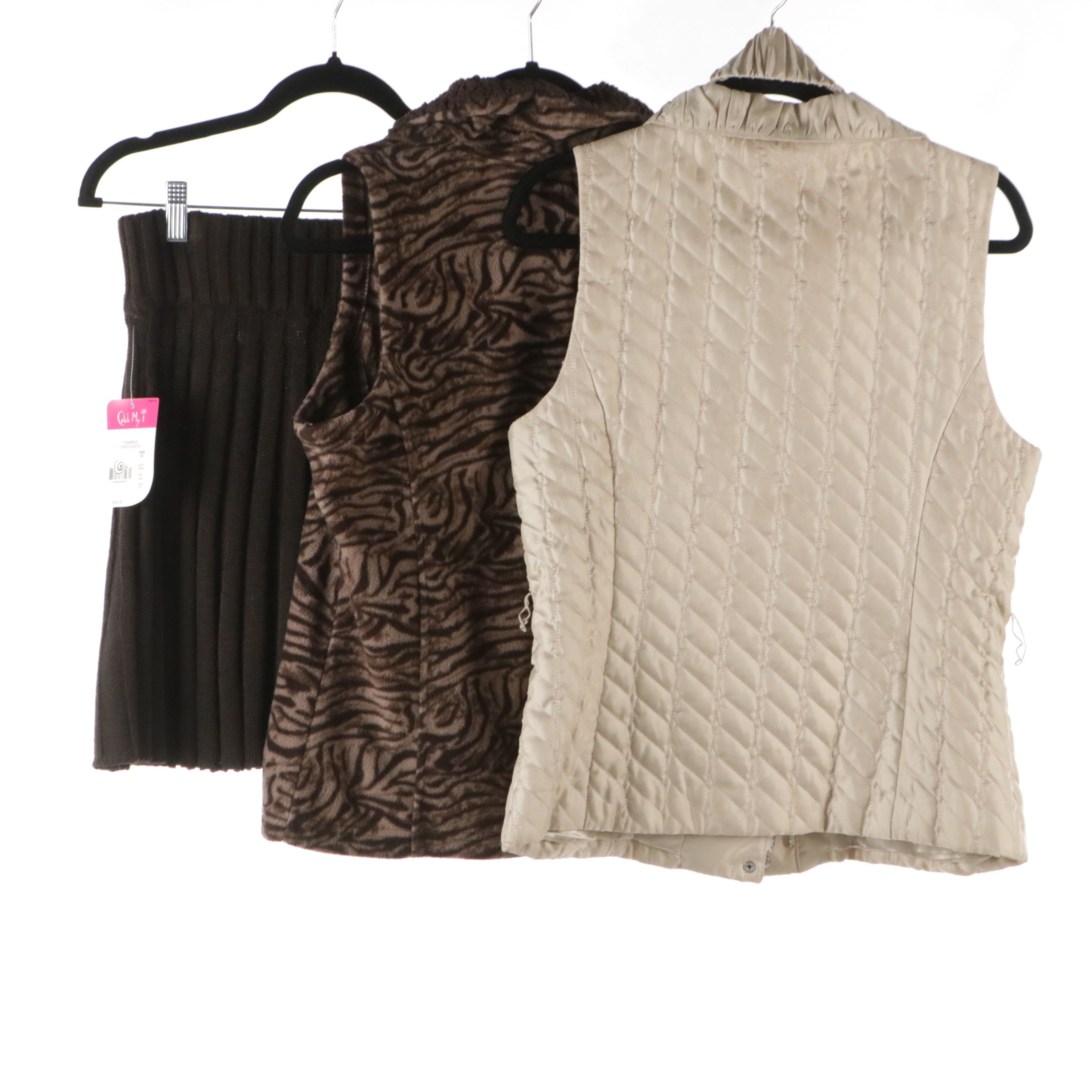 White House Black Market Vest with Belt and Other Zip Vest and Knit Skirt