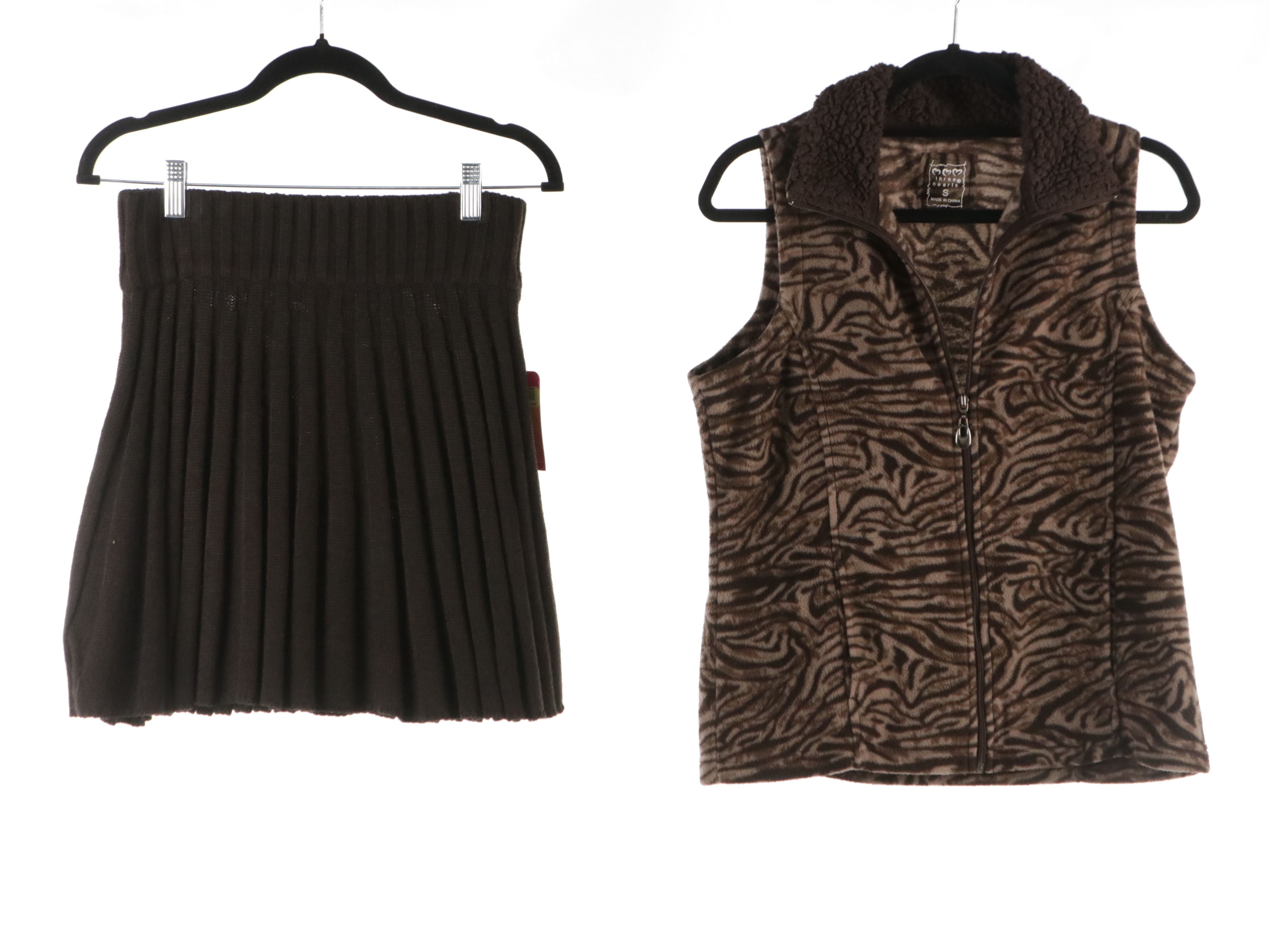 White House Black Market Vest with Belt and Other Zip Vest and Knit Skirt