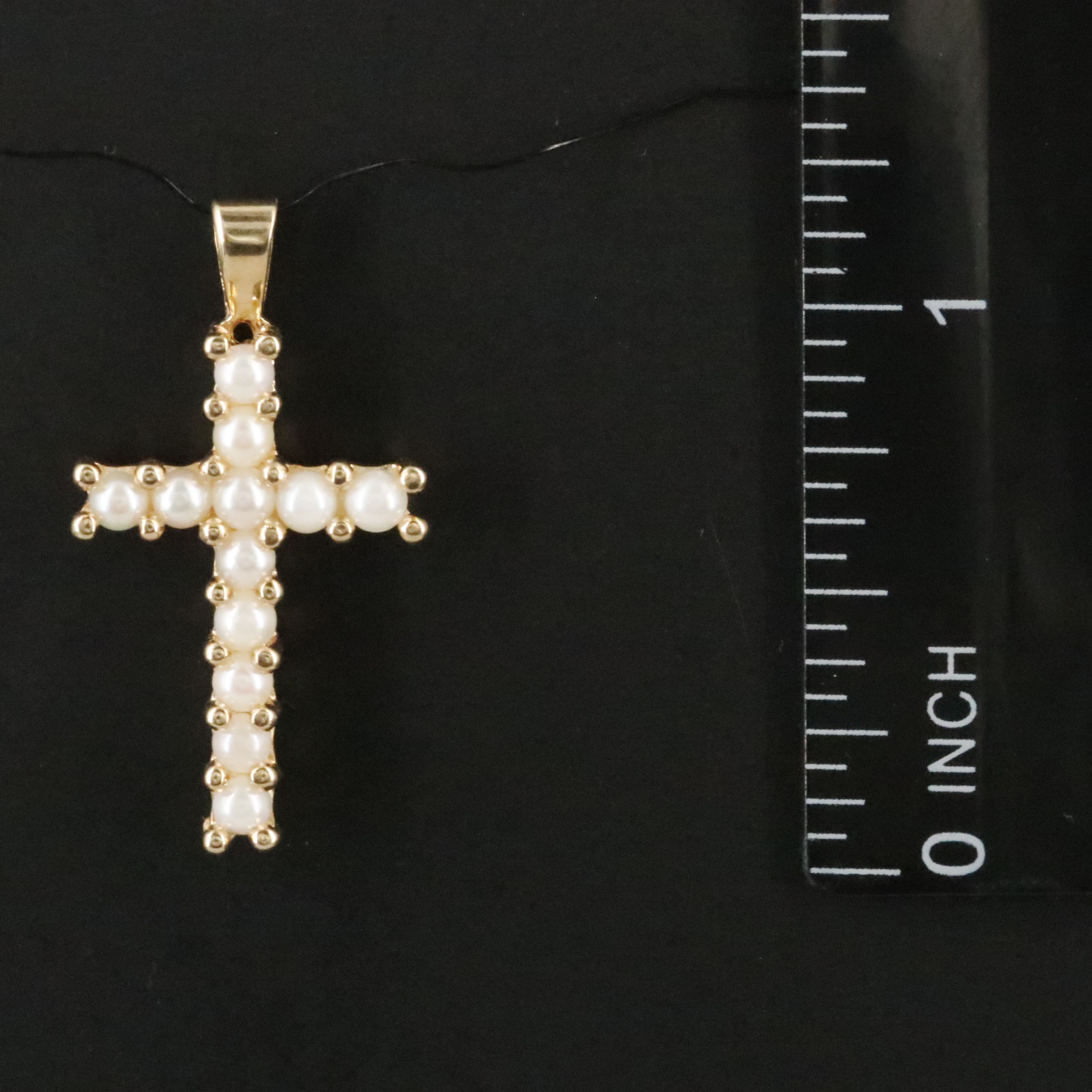 Shiman Mfg. Co. 14K Pearl Cross Pendant