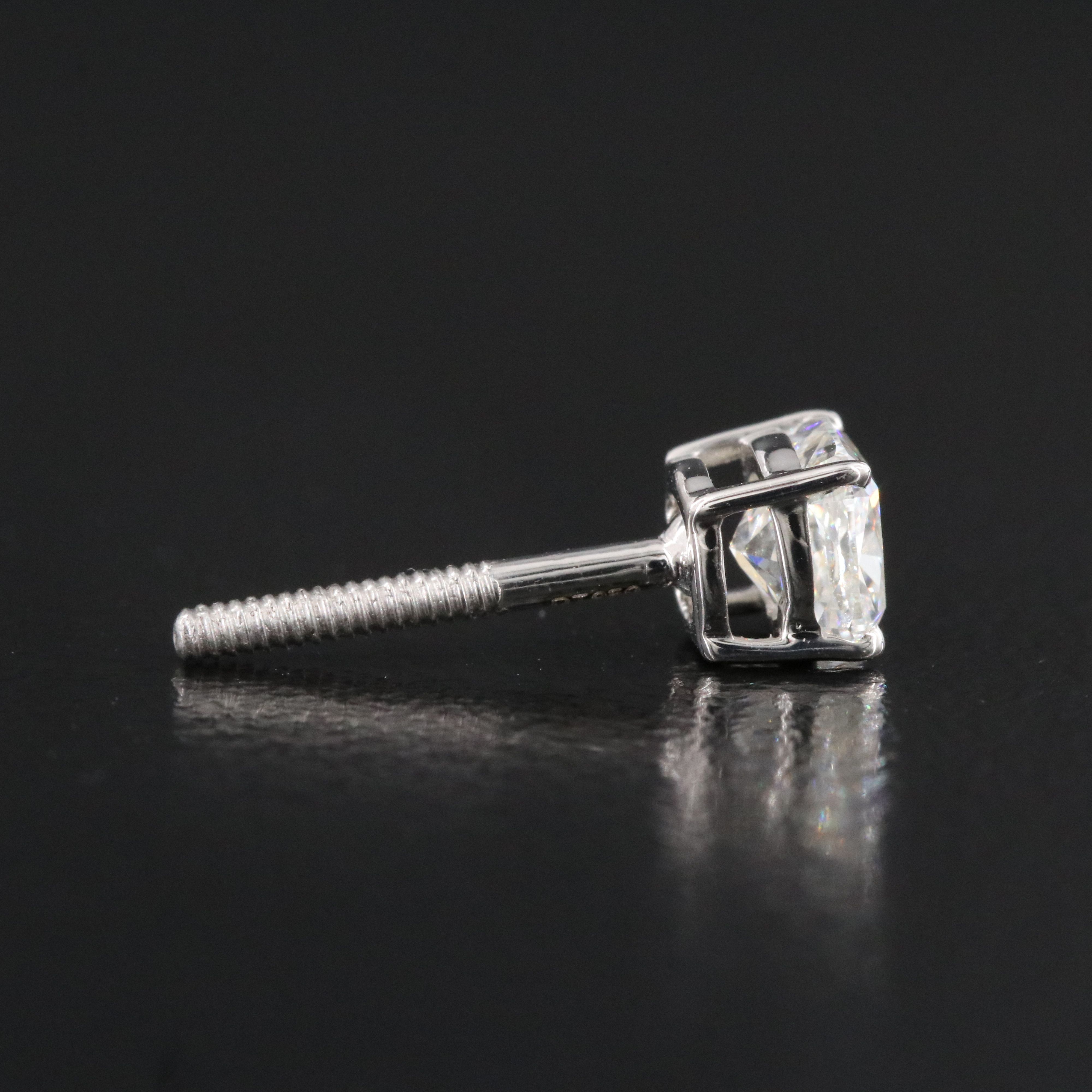 Platinum 1.01 CTW Diamond Stud Earrings with GIA Reports