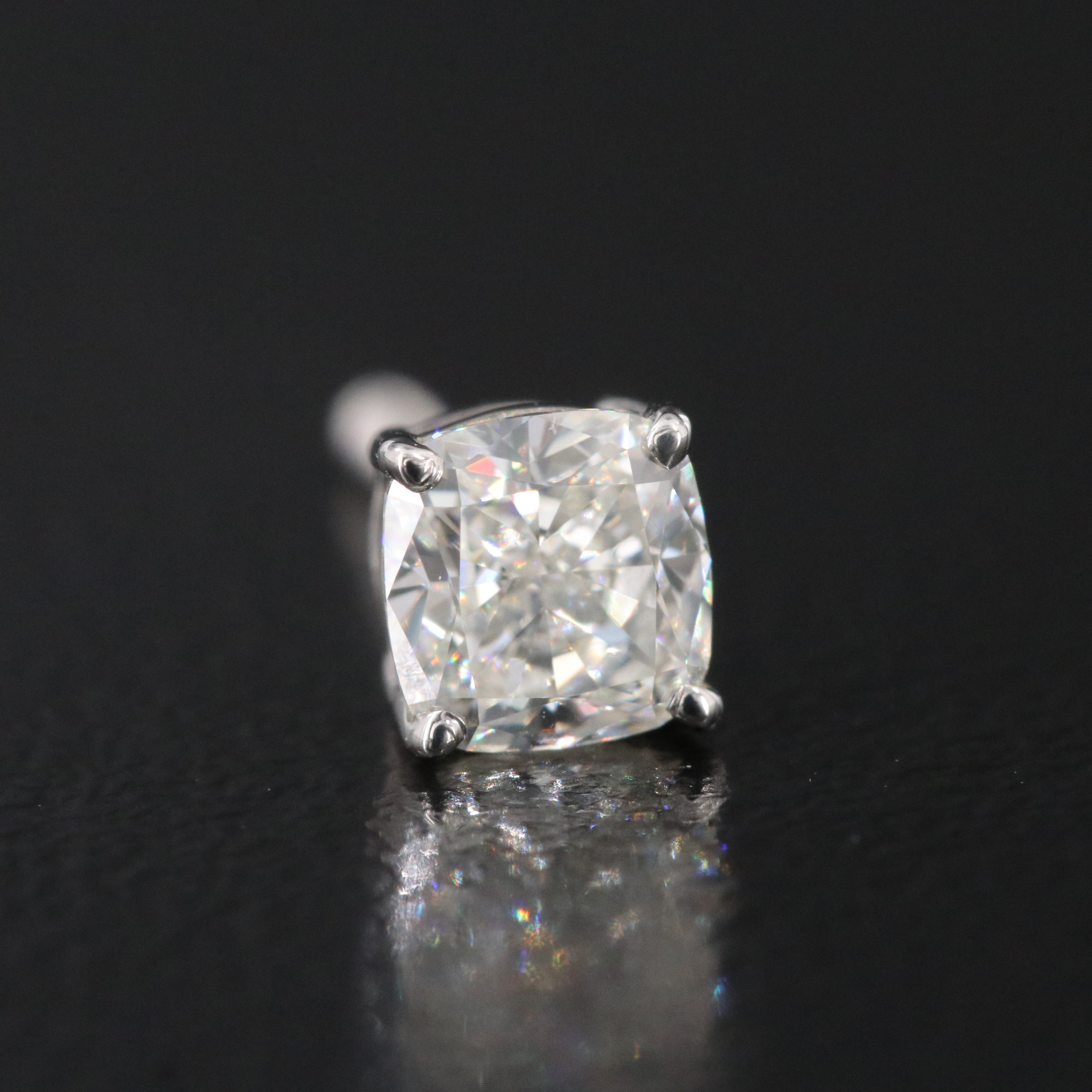 Platinum 1.01 CTW Diamond Stud Earrings with GIA Reports