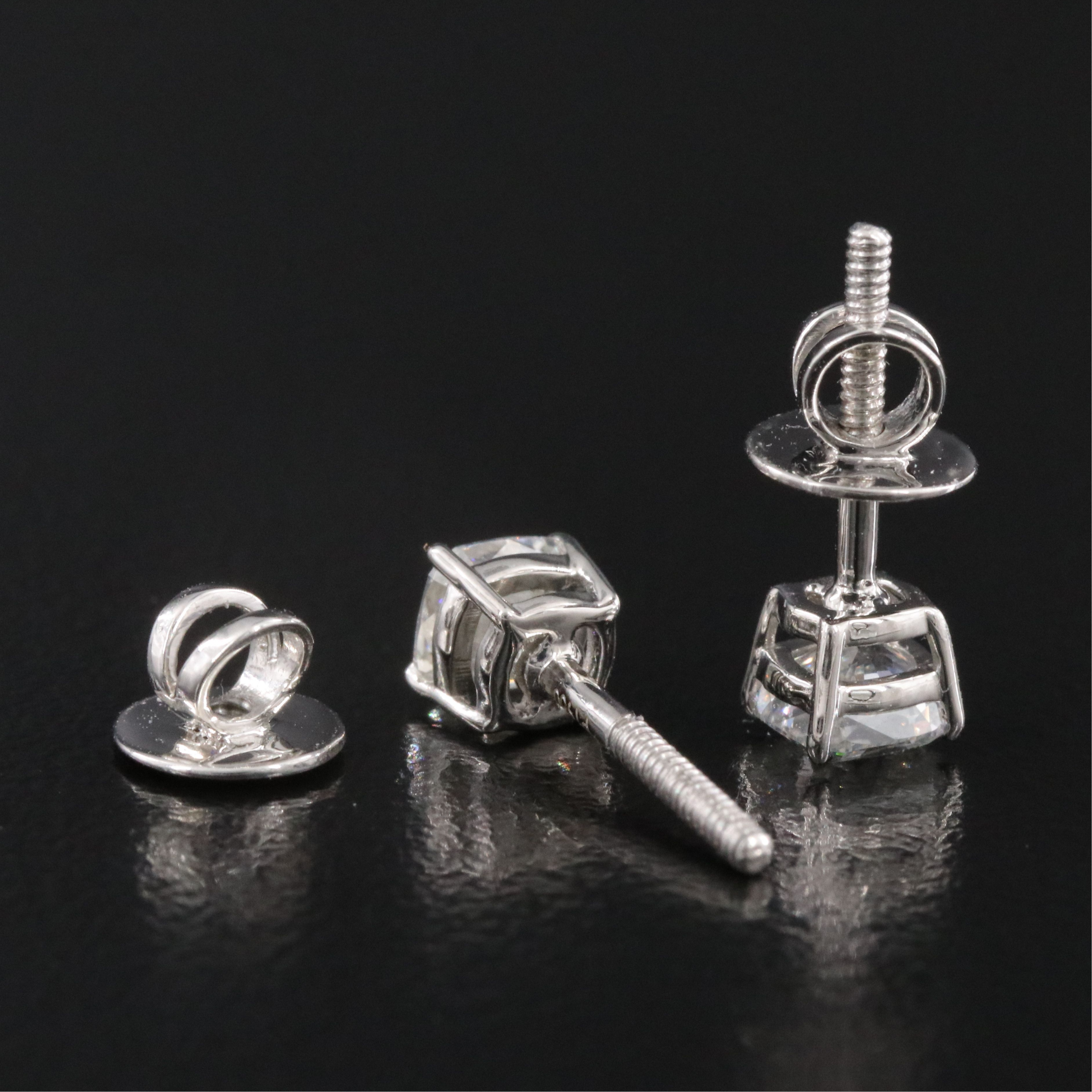 Platinum 1.01 CTW Diamond Stud Earrings with GIA Reports