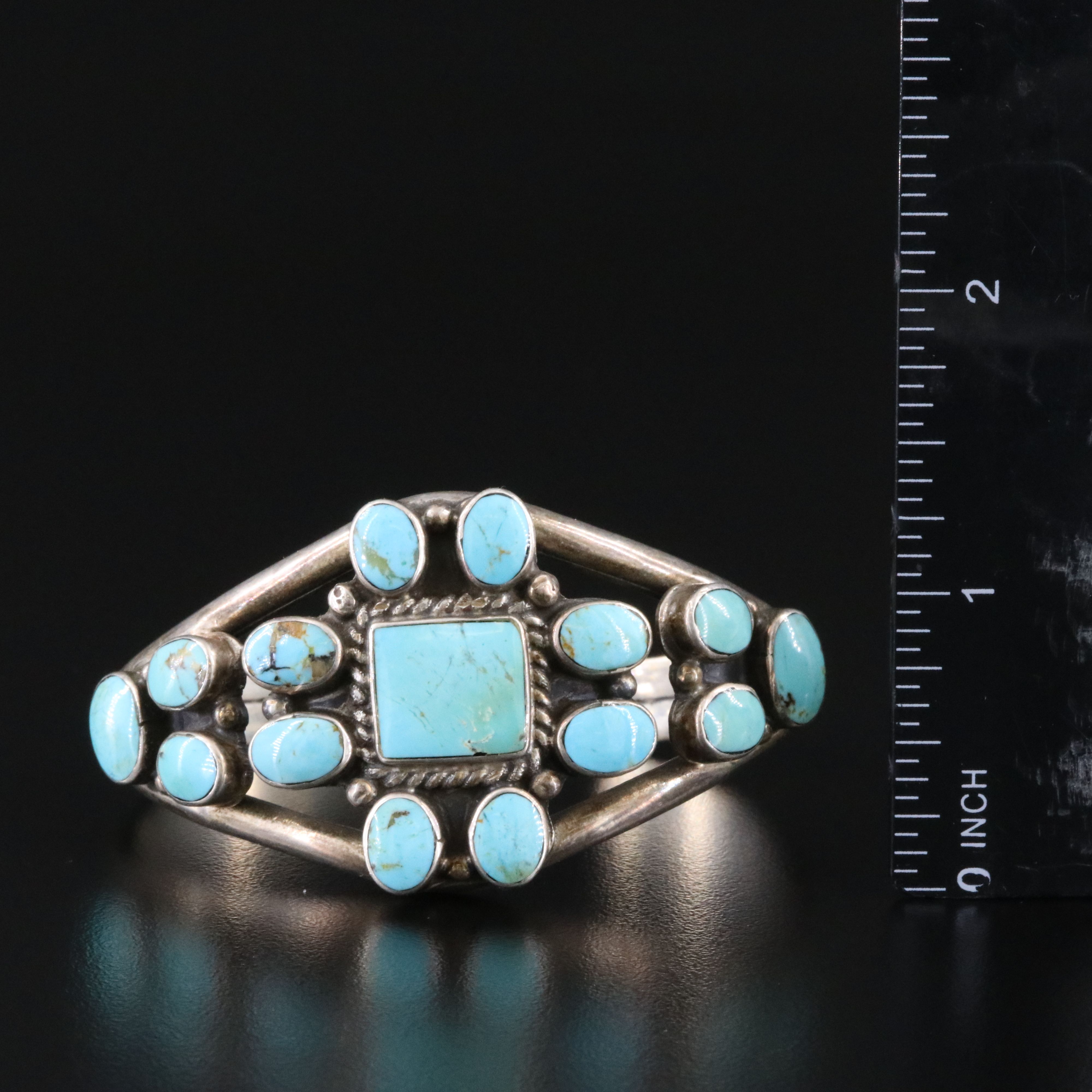 Artist Signed Sterling Turquoise Cuff
