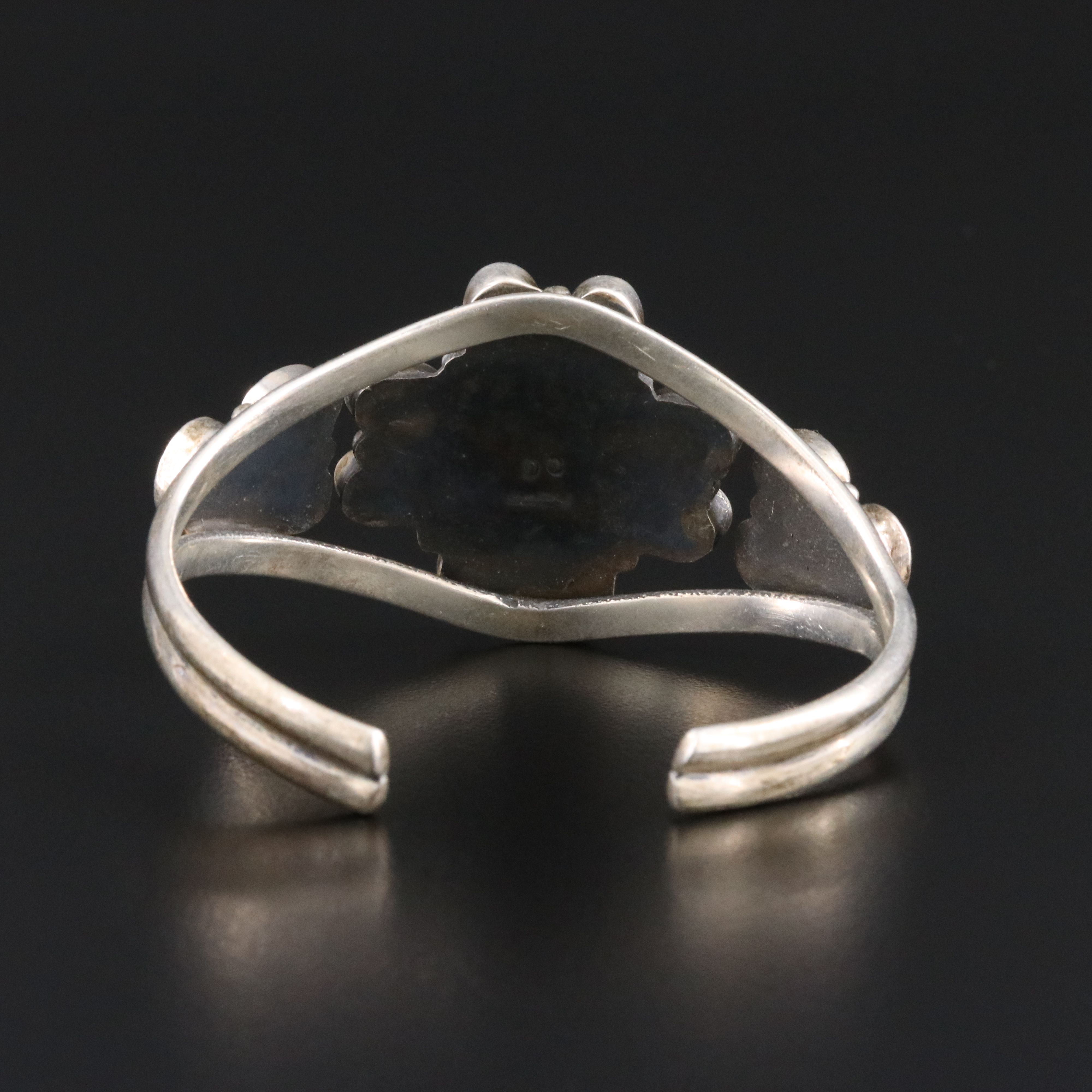 Artist Signed Sterling Turquoise Cuff