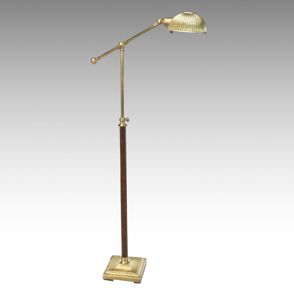 Cantilever Brass Clam Shell Pharmacy Floor Lamp