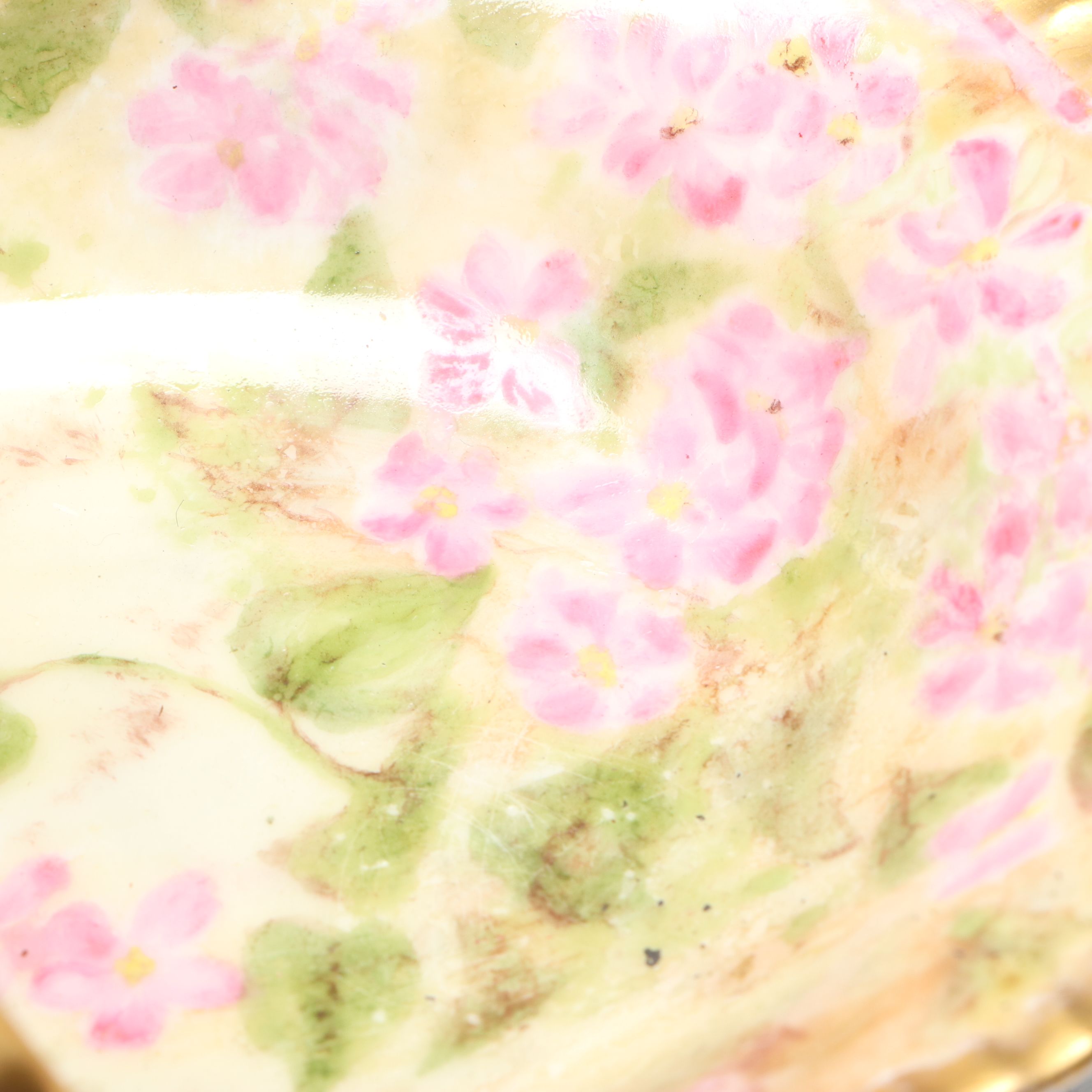 Limoges Basket Dish and Other Hand-Painted Gilt Porcelain Serving Dishes