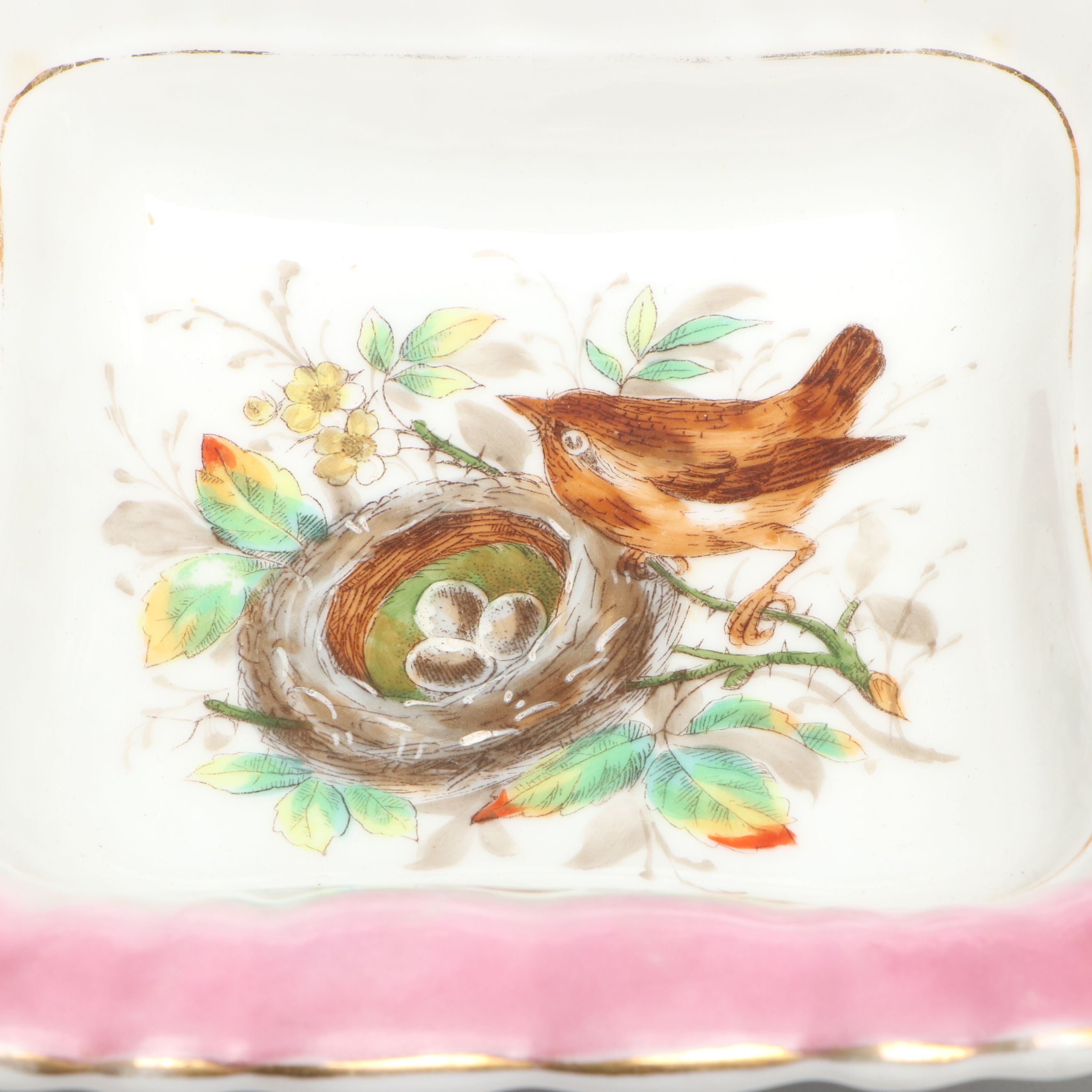 Limoges Basket Dish and Other Hand-Painted Gilt Porcelain Serving Dishes