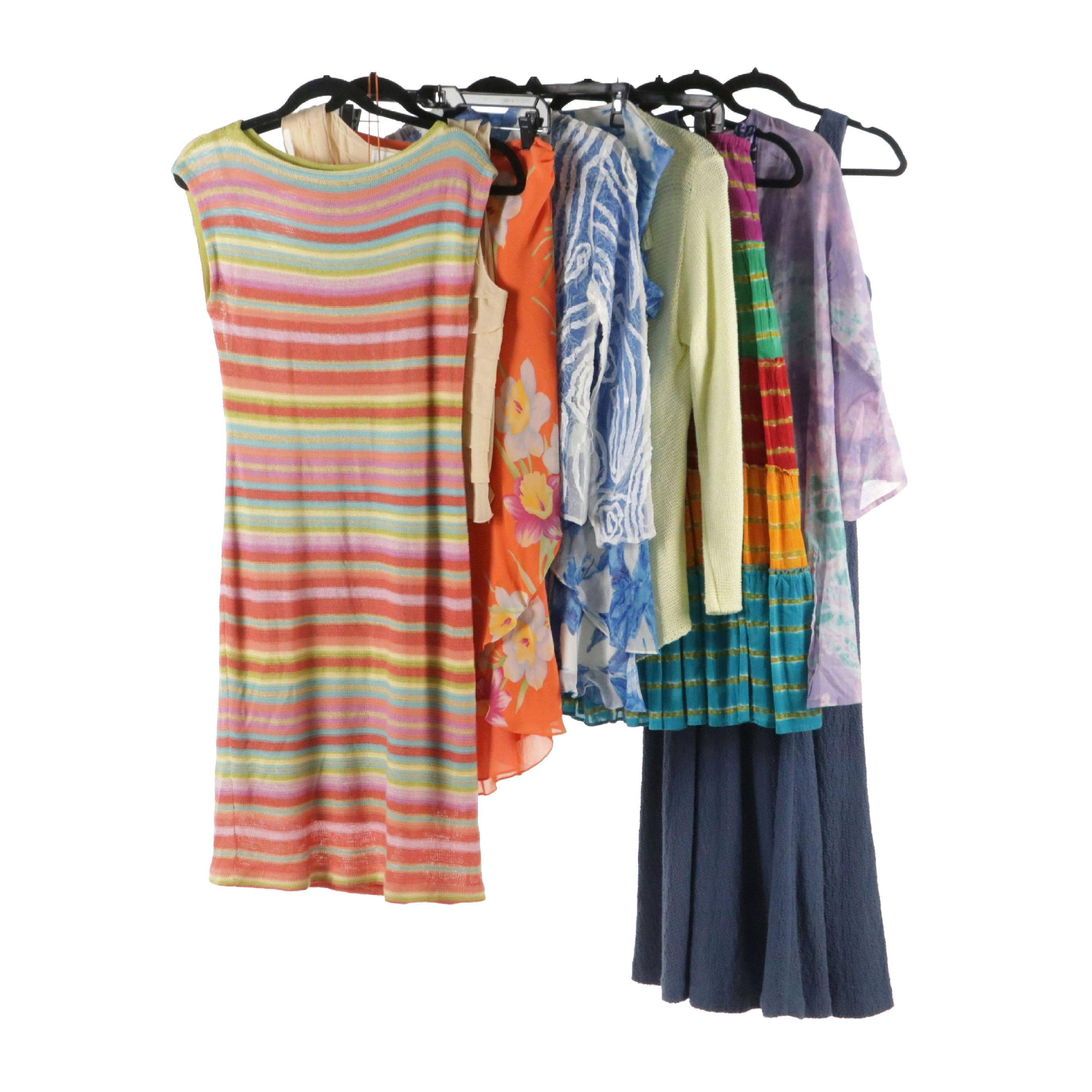 Lauren Ralph Lauren Multicolored Silk/Linen Midi Dress, Silk Midi Skirts & More