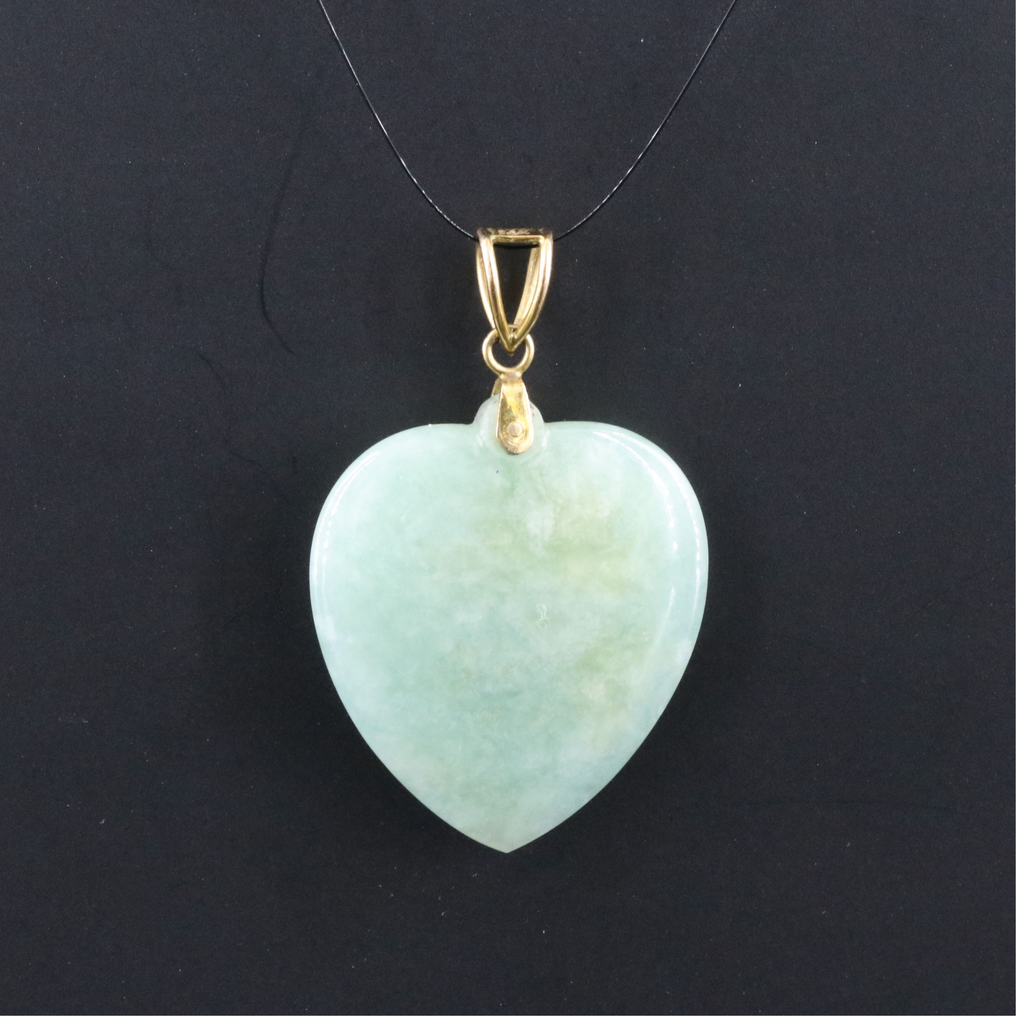 14K Jadeite Heart Pendant