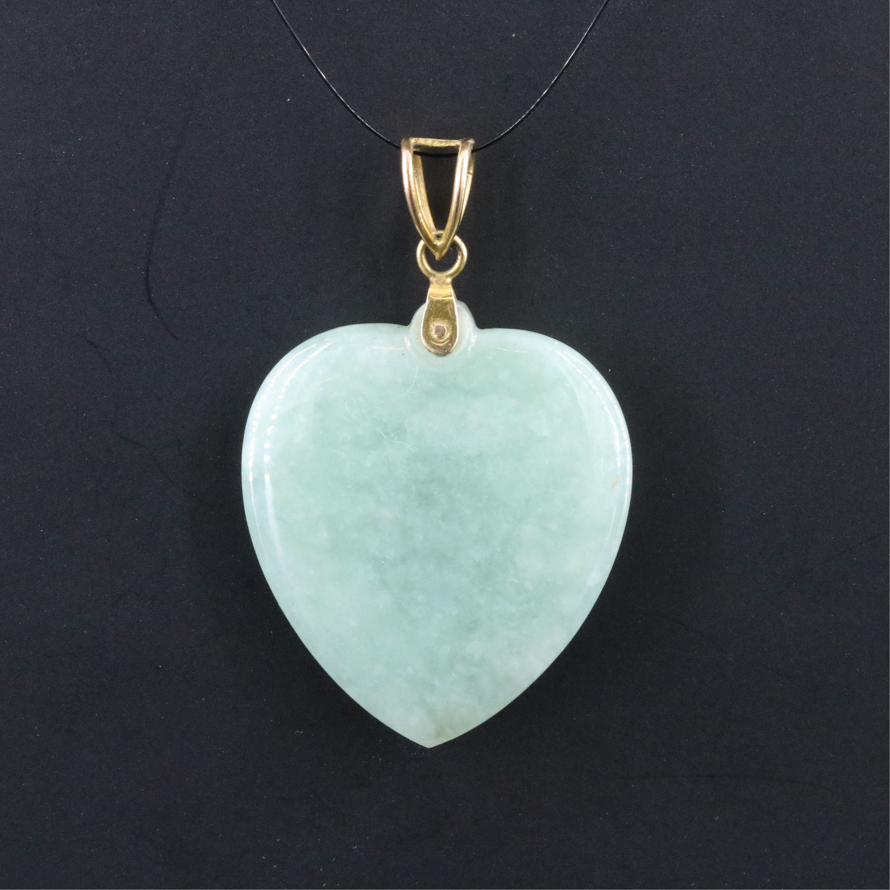 14K Jadeite Heart Pendant