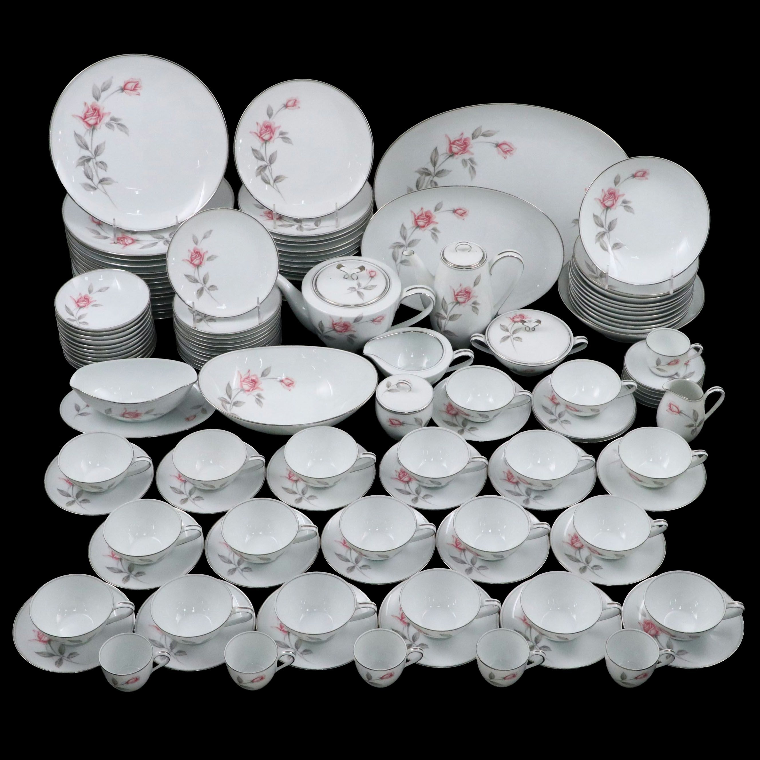Noritake "Rosemarie" Porcelain Dinnerware and Serving Pieces, 1959-1975
