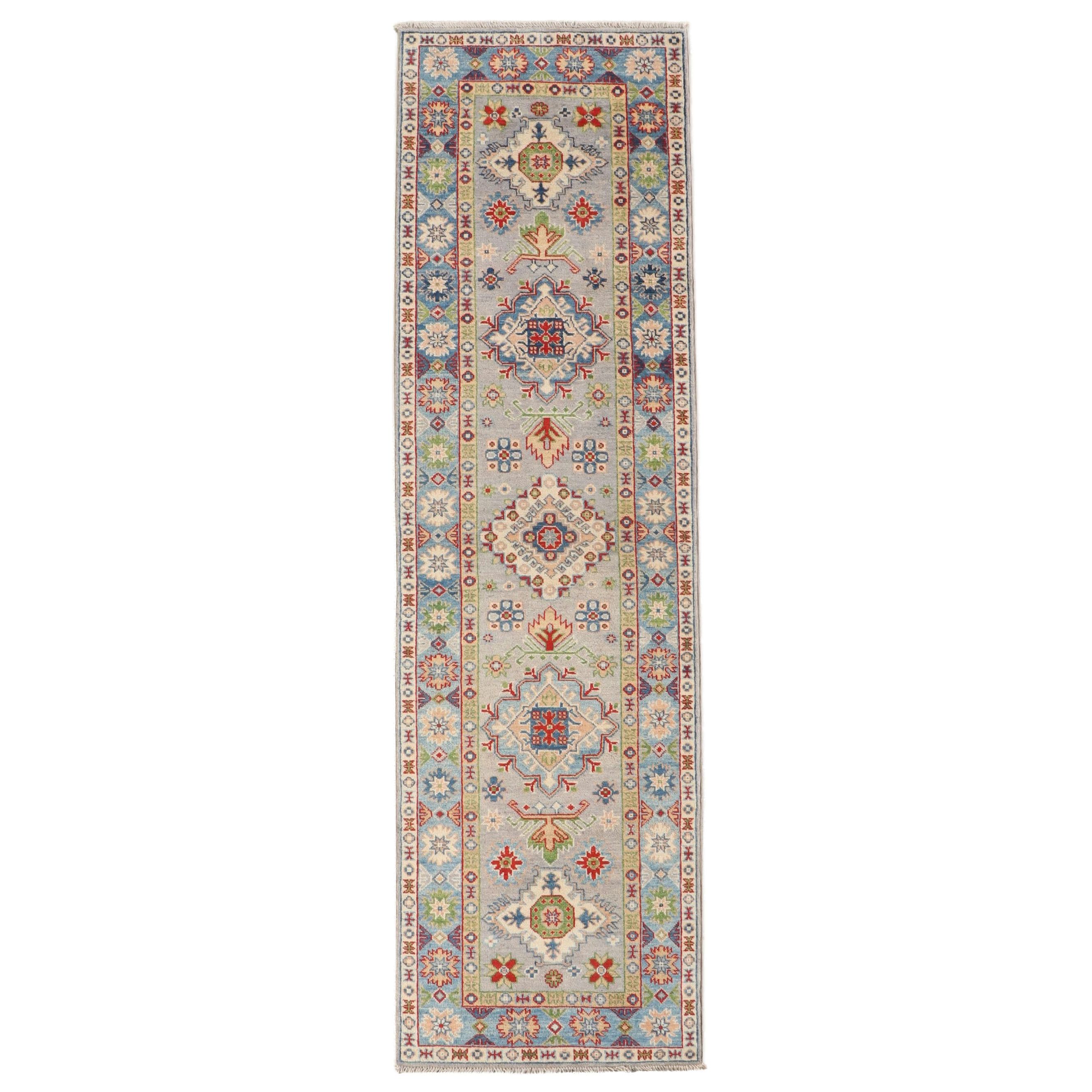 2'8 x 9'5 Hand-Knotted Afghan Kazak Carpet Runner