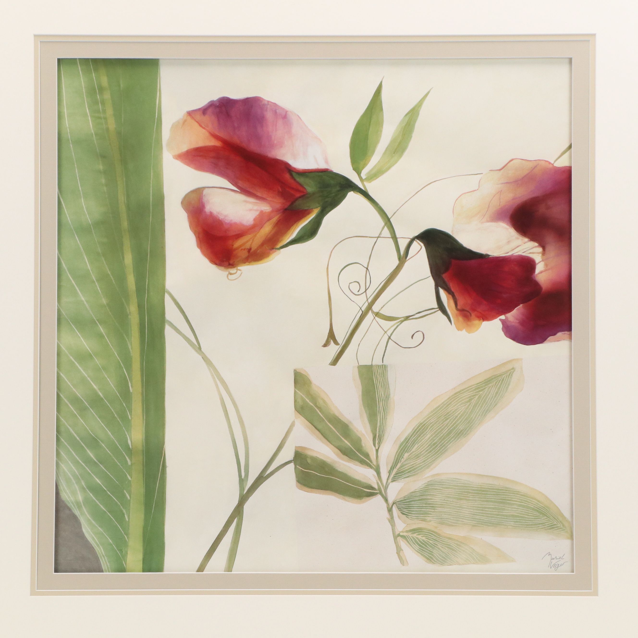 After Muriel Verger Floral Offset Lithographs Including "Red Poppy"