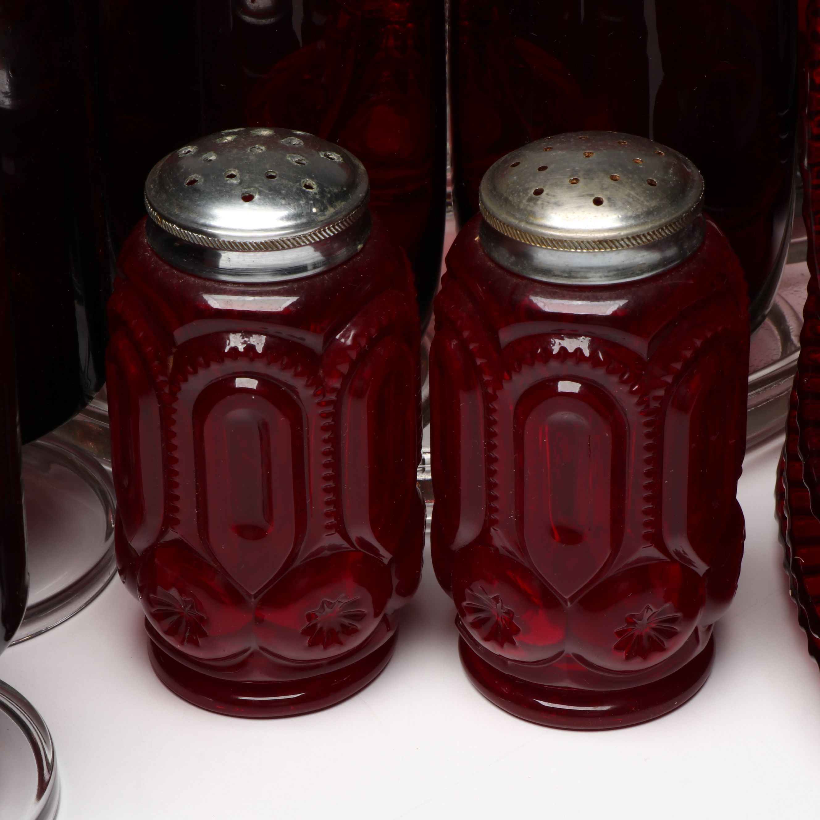 Cristal D'Arques "Ruby Red" Goblets with Other Dinnerware and Table Accessories